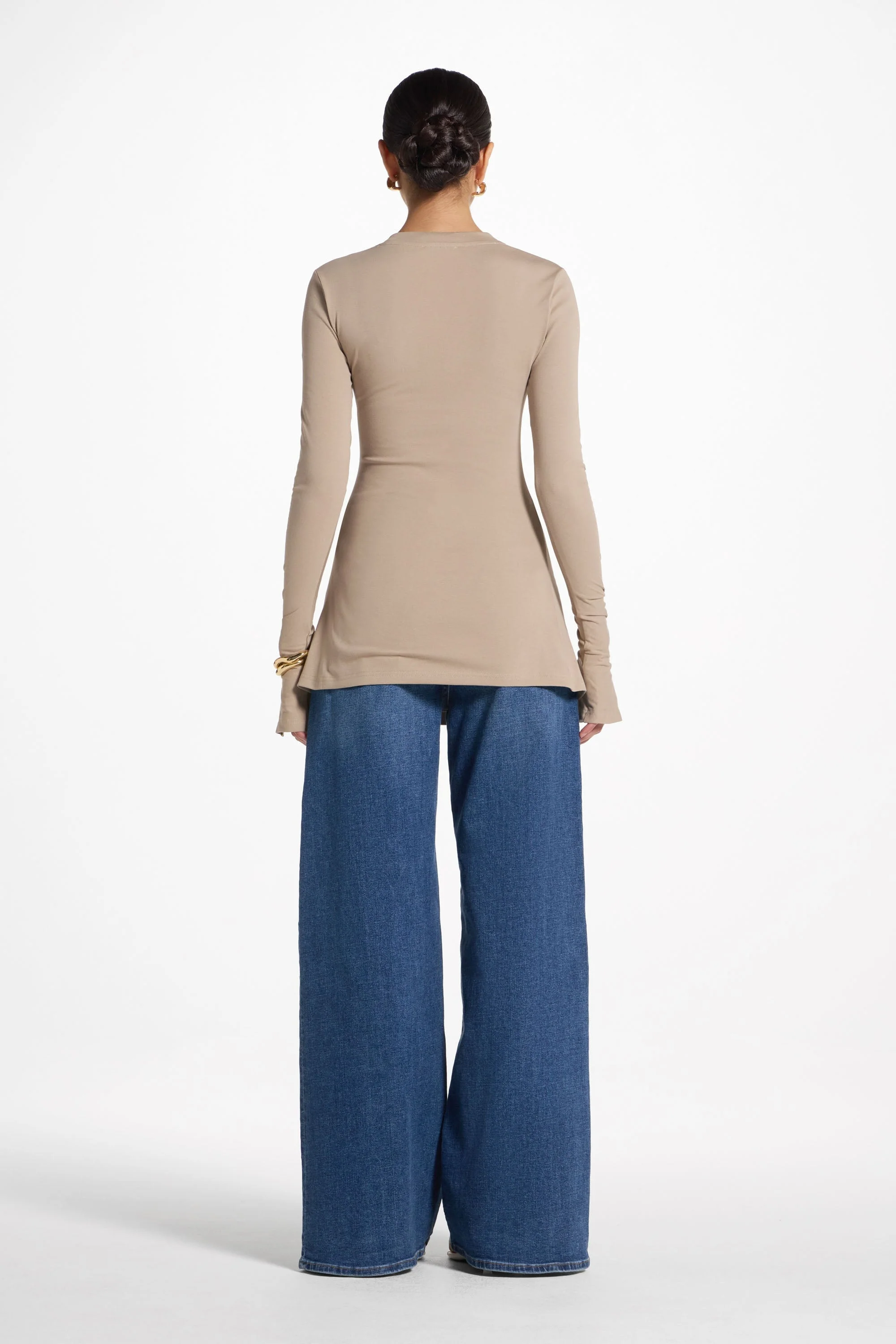 Asymmetric Side Slit Top - Driftwood - Image 8