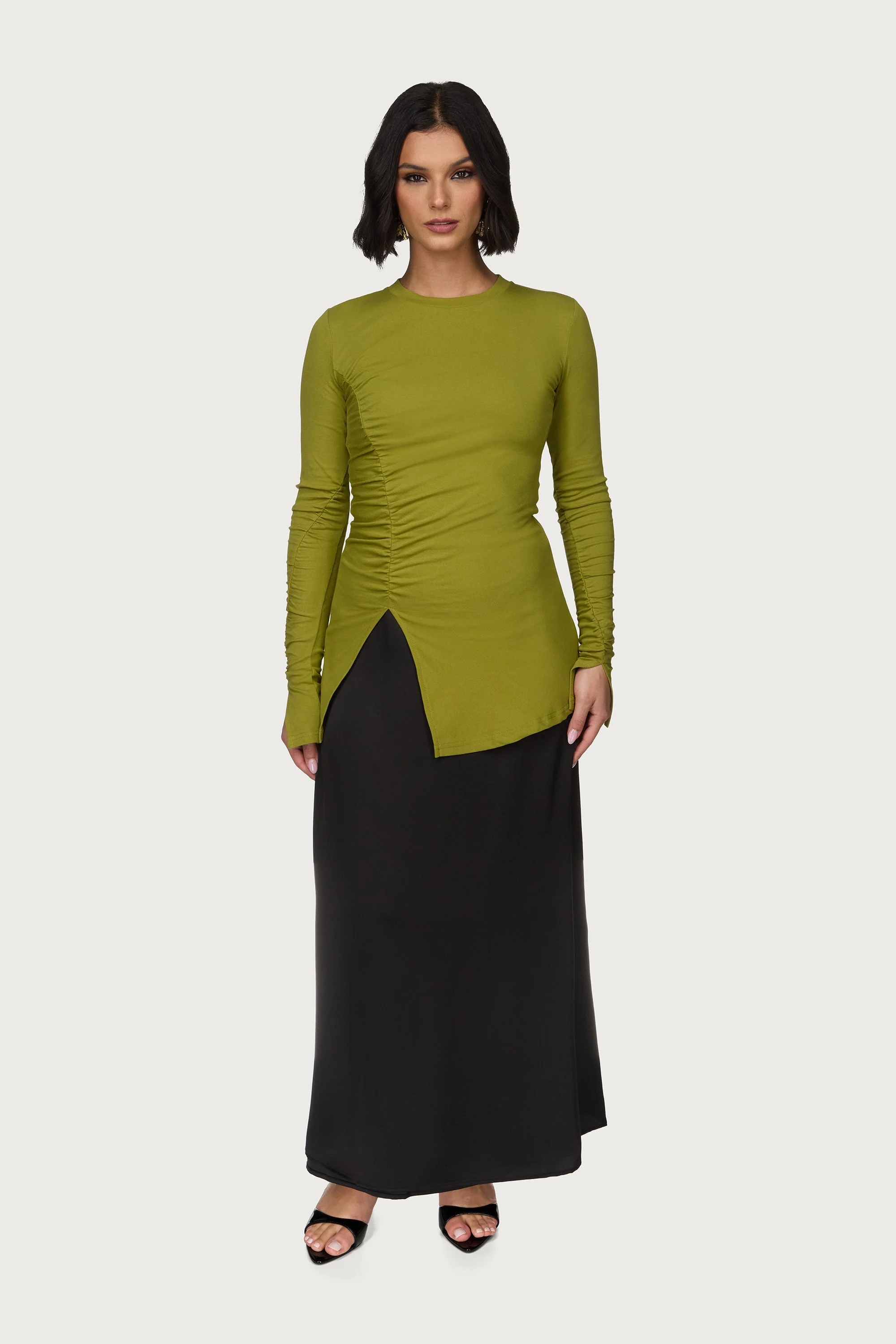 Asymmetric Side Slit Top - Fern Green - Image 3