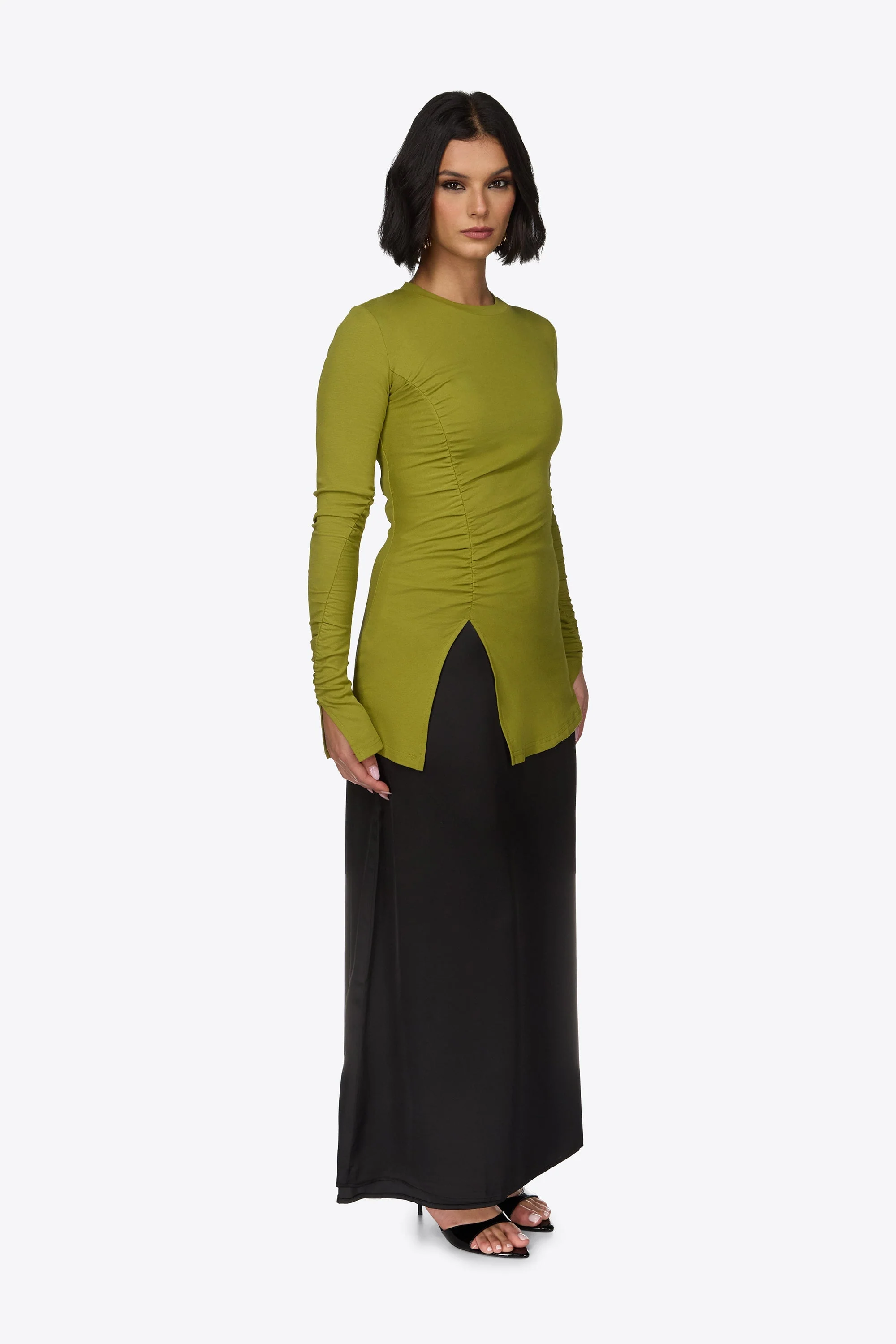 Asymmetric Side Slit Top - Fern Green - Image 4