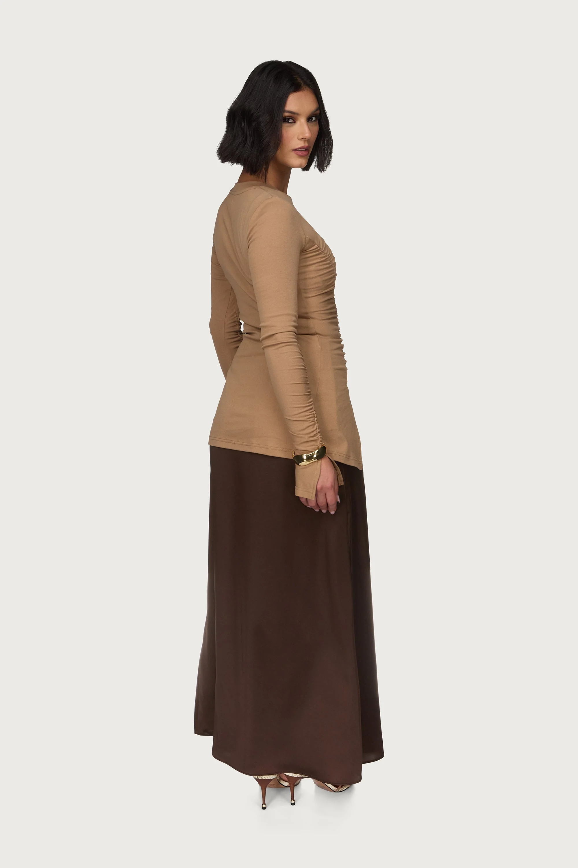 Asymmetric Side Slit Top - Toffee - Image 6