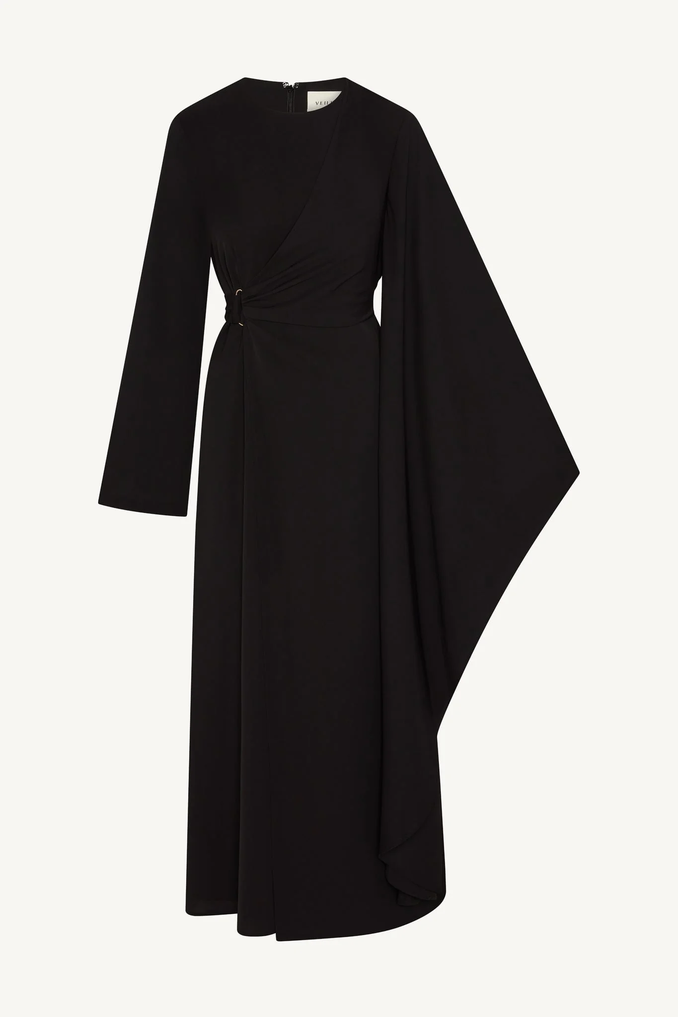 Asymmetric Sleeve Maxi Dress - Black - Image 7