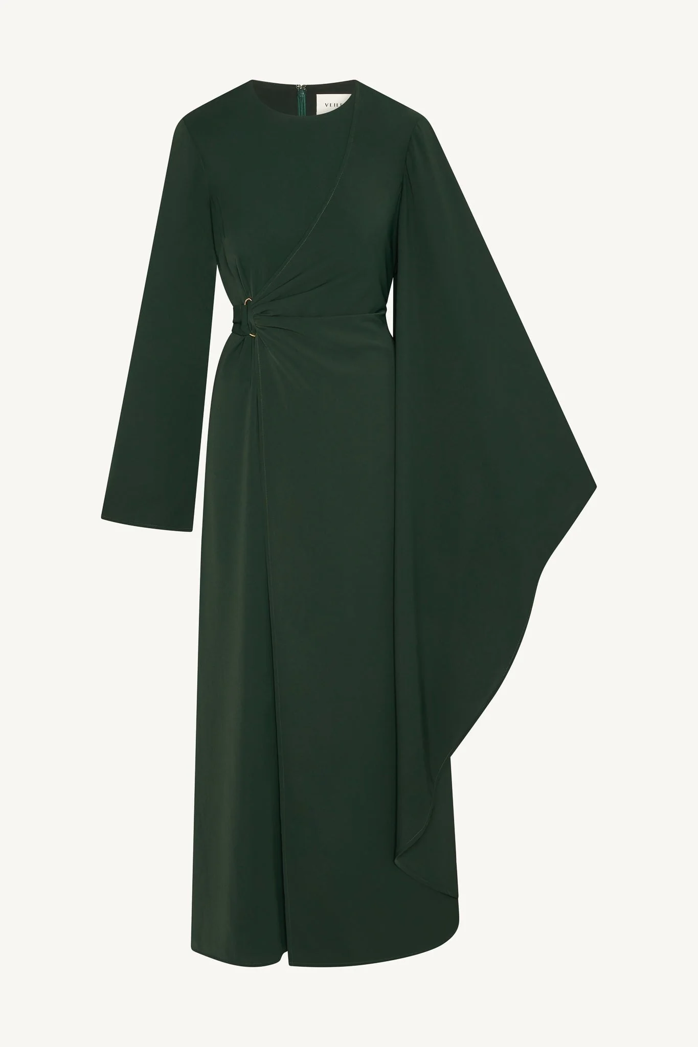 Asymmetric Sleeve Maxi Dress - Emerald - Image 8