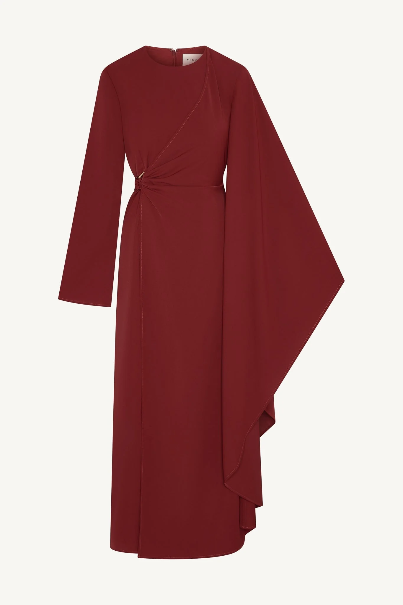Asymmetric Sleeve Maxi Dress - Pomegranate - Image 10