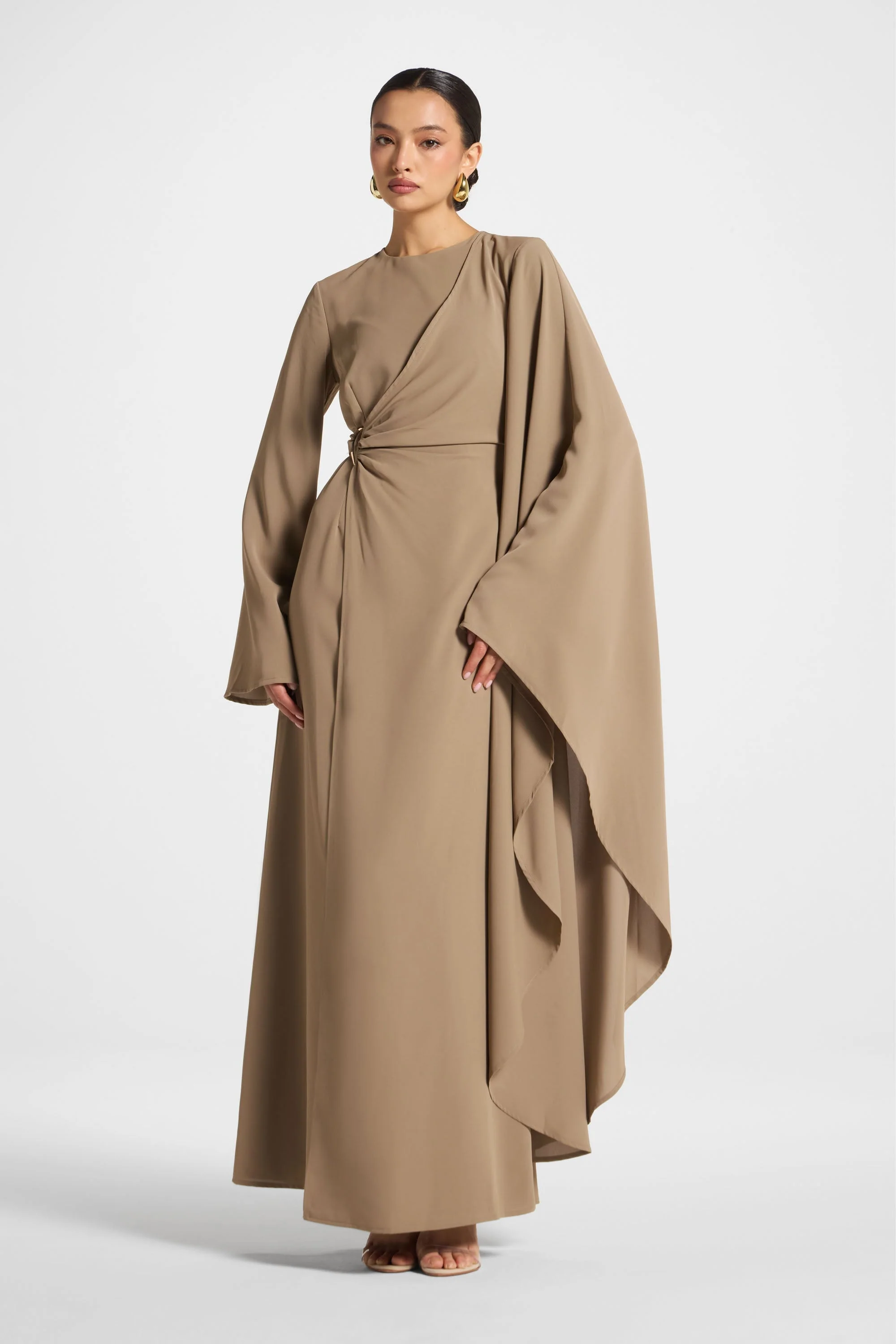 Asymmetric Sleeve Maxi Dress - Vetiver - Image 2