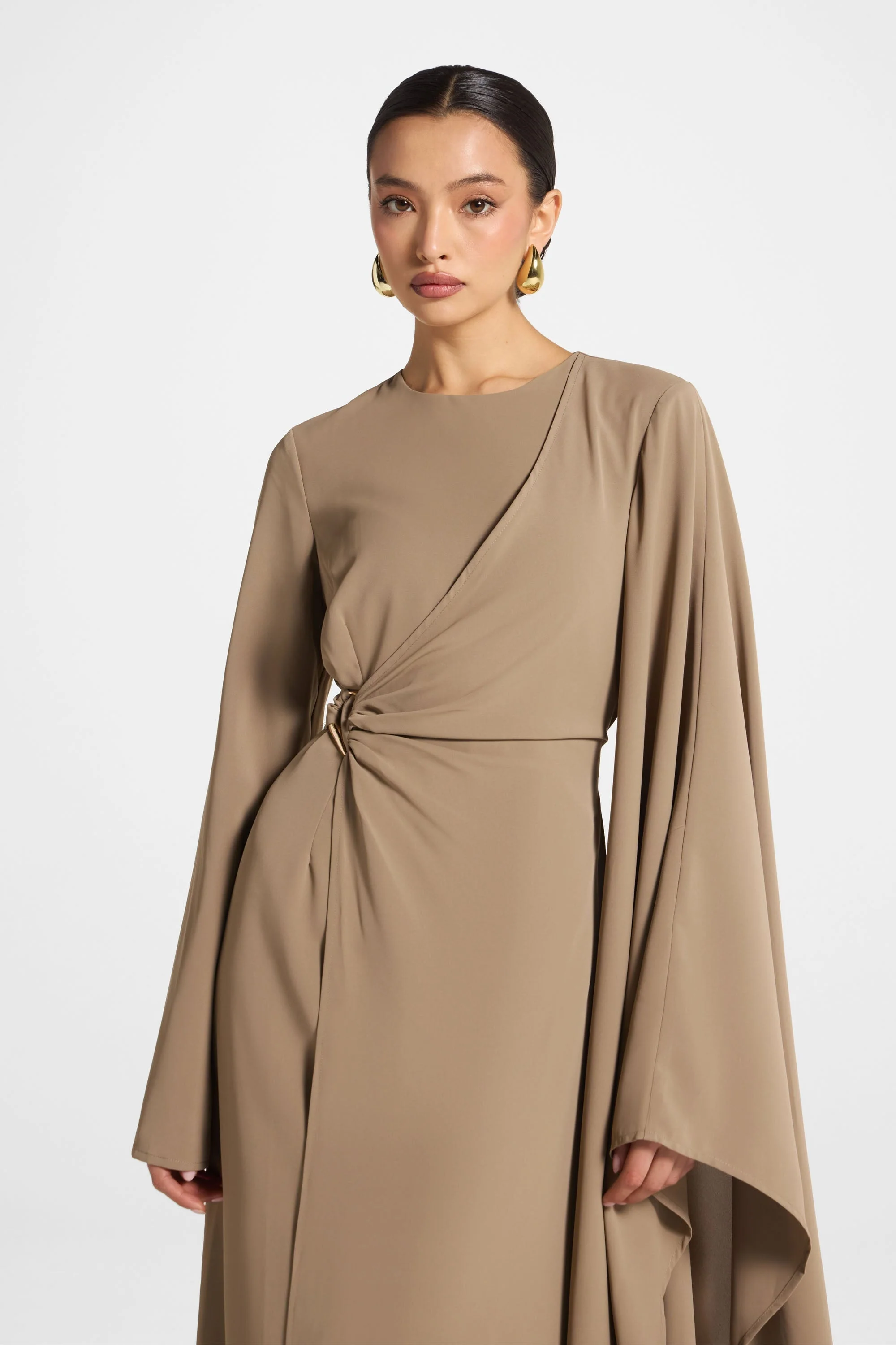 Asymmetric Sleeve Maxi Dress - Vetiver - Image 3