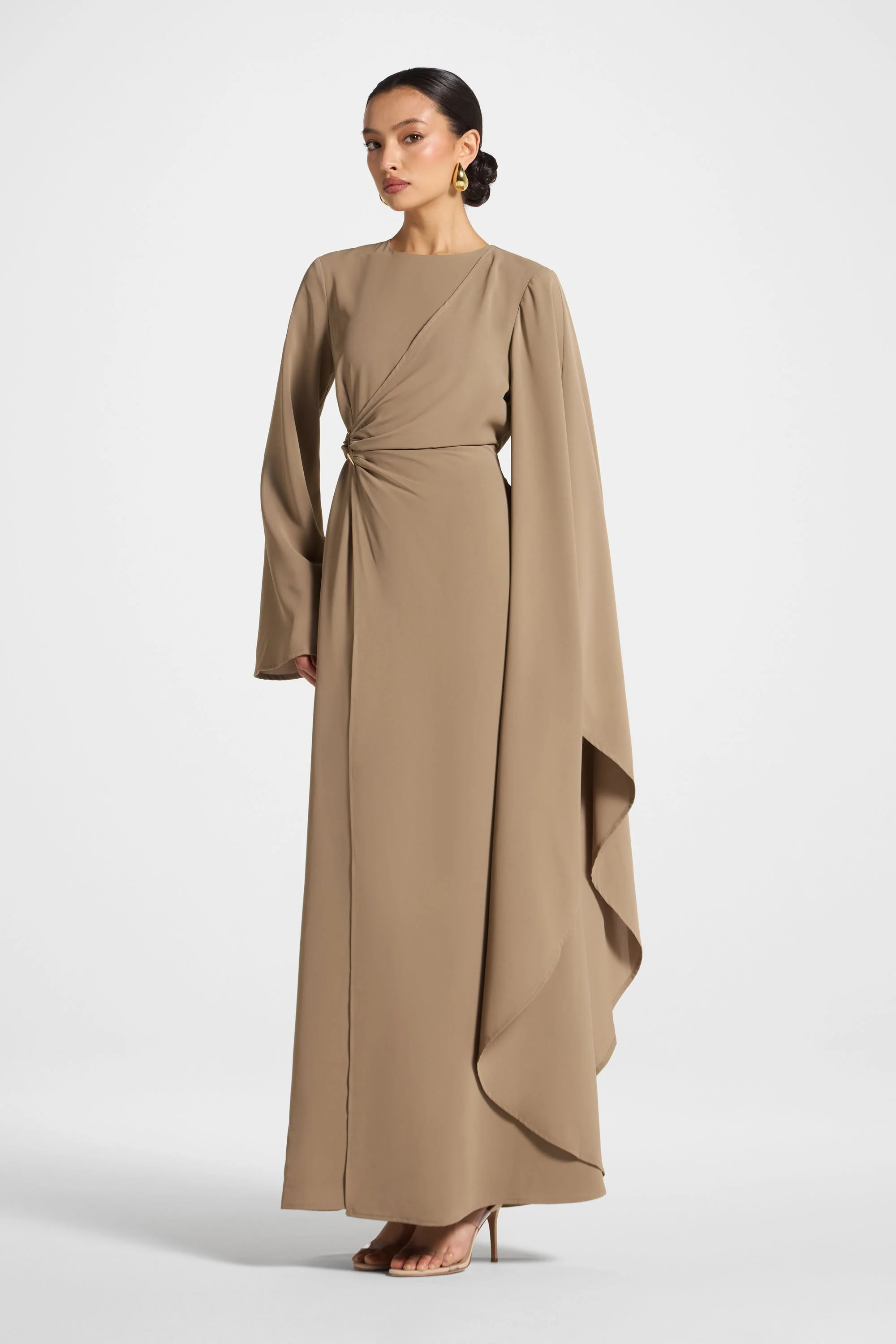 Asymmetric Sleeve Maxi Dress - Vetiver - Image 4