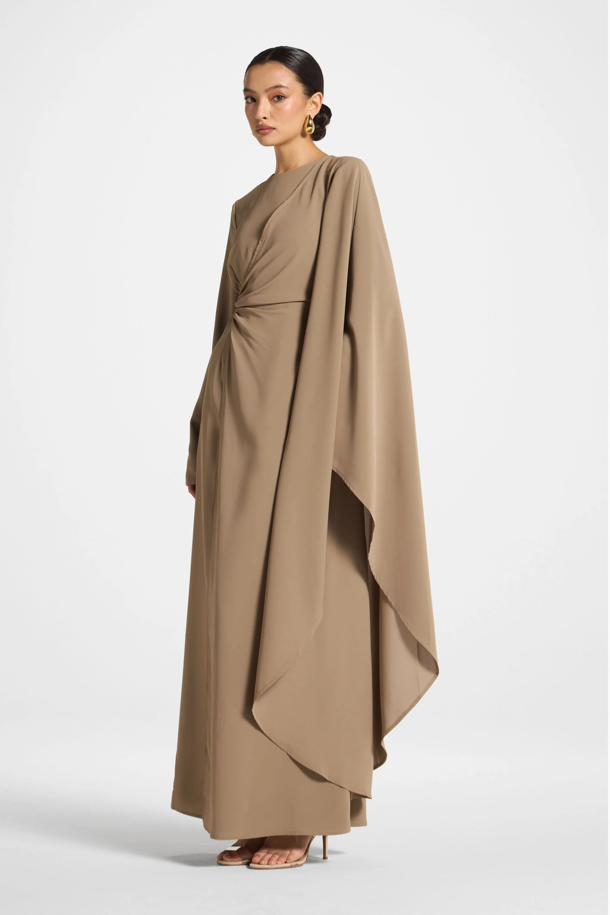 Asymmetric Sleeve Maxi Dress - Vetiver - Image 5