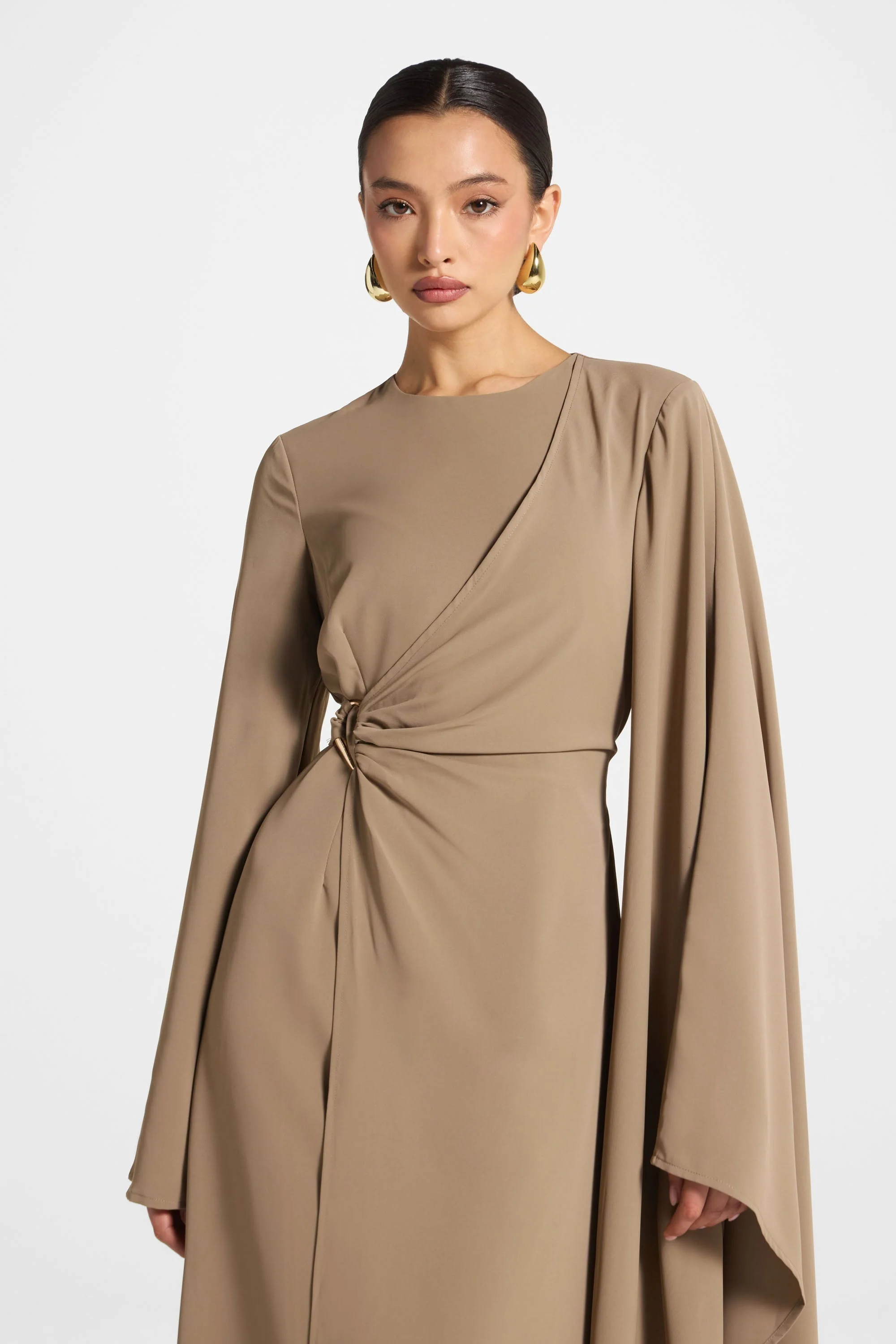 Asymmetric Sleeve Maxi Dress - Vetiver - Image 7