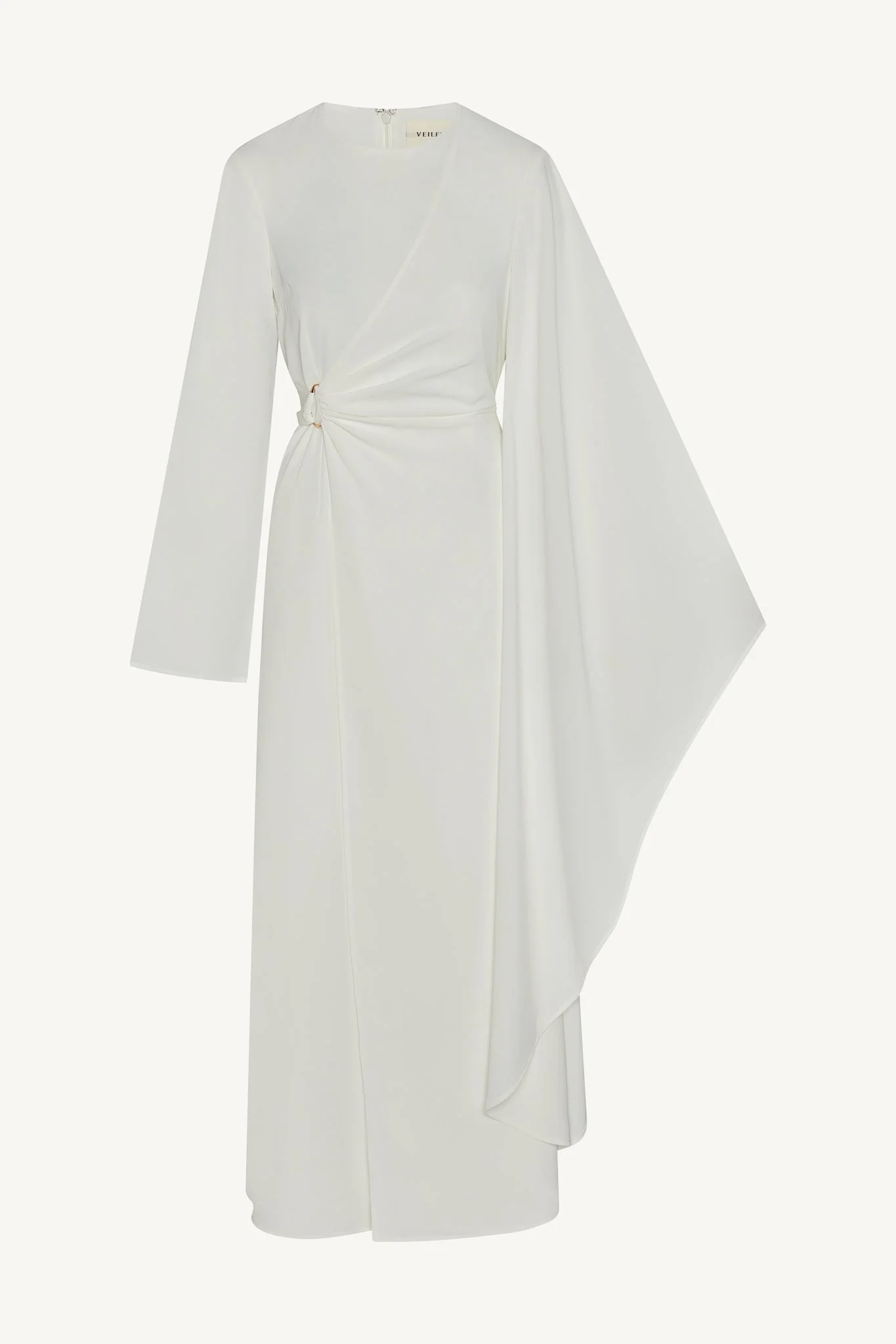 Asymmetric Sleeve Maxi Dress - White - Image 9
