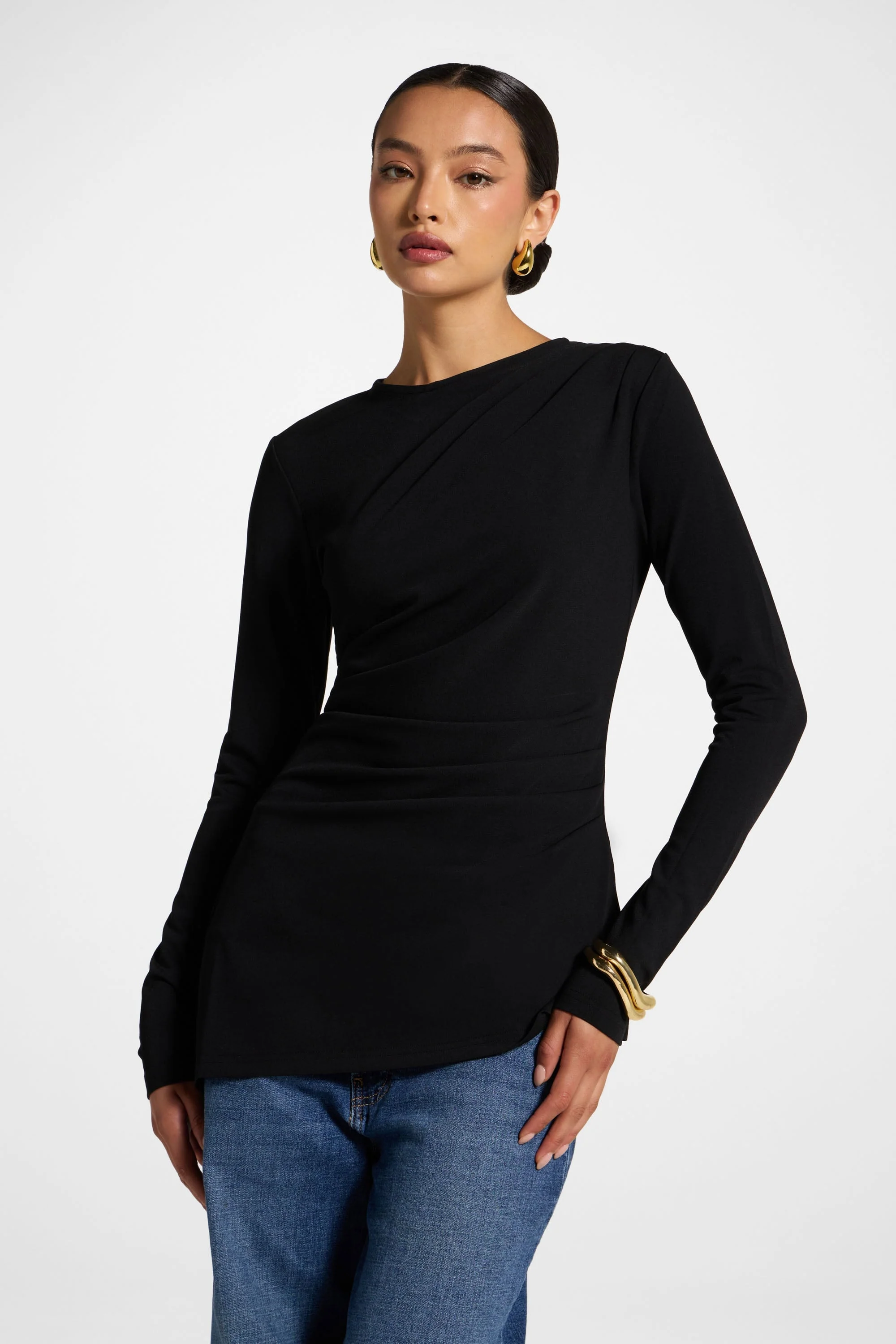 Asymmetric Stretch Top - Black - Image 3