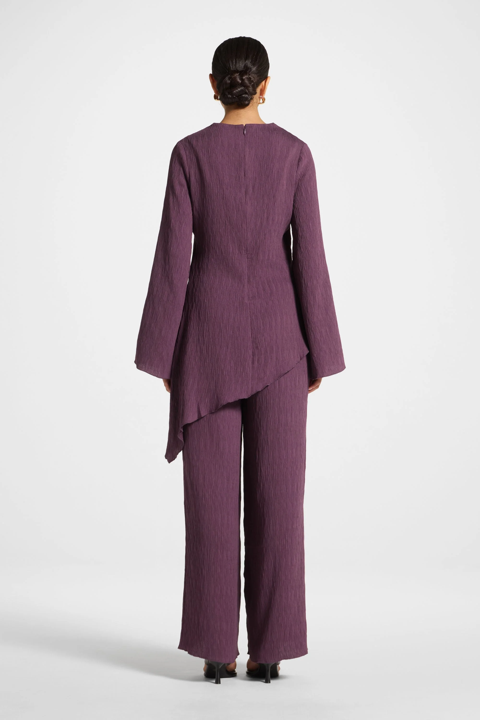 Asymmetric Textured Top - Plum - Image 7