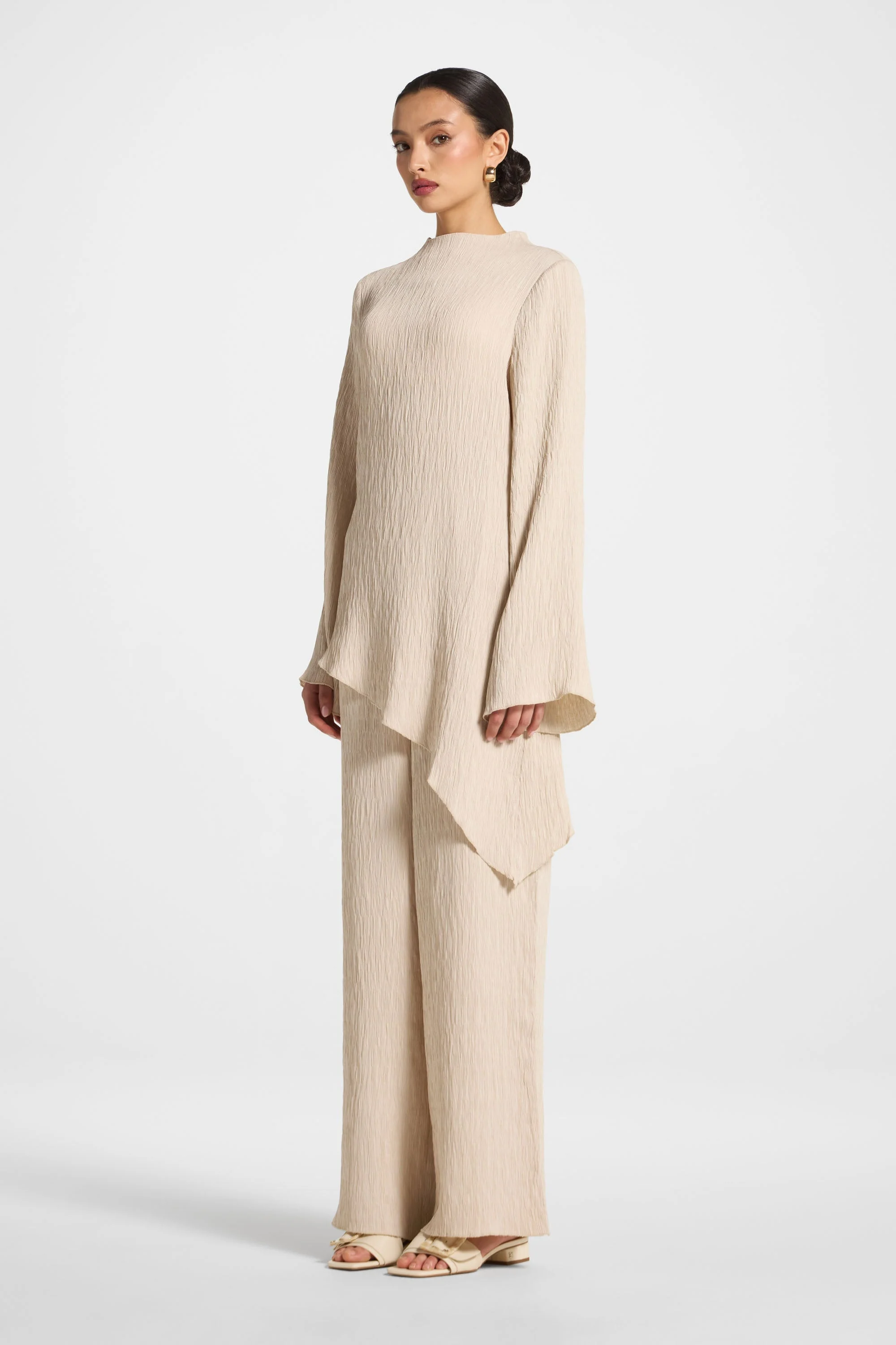 Asymmetric Textured Top - Stone - Image 5