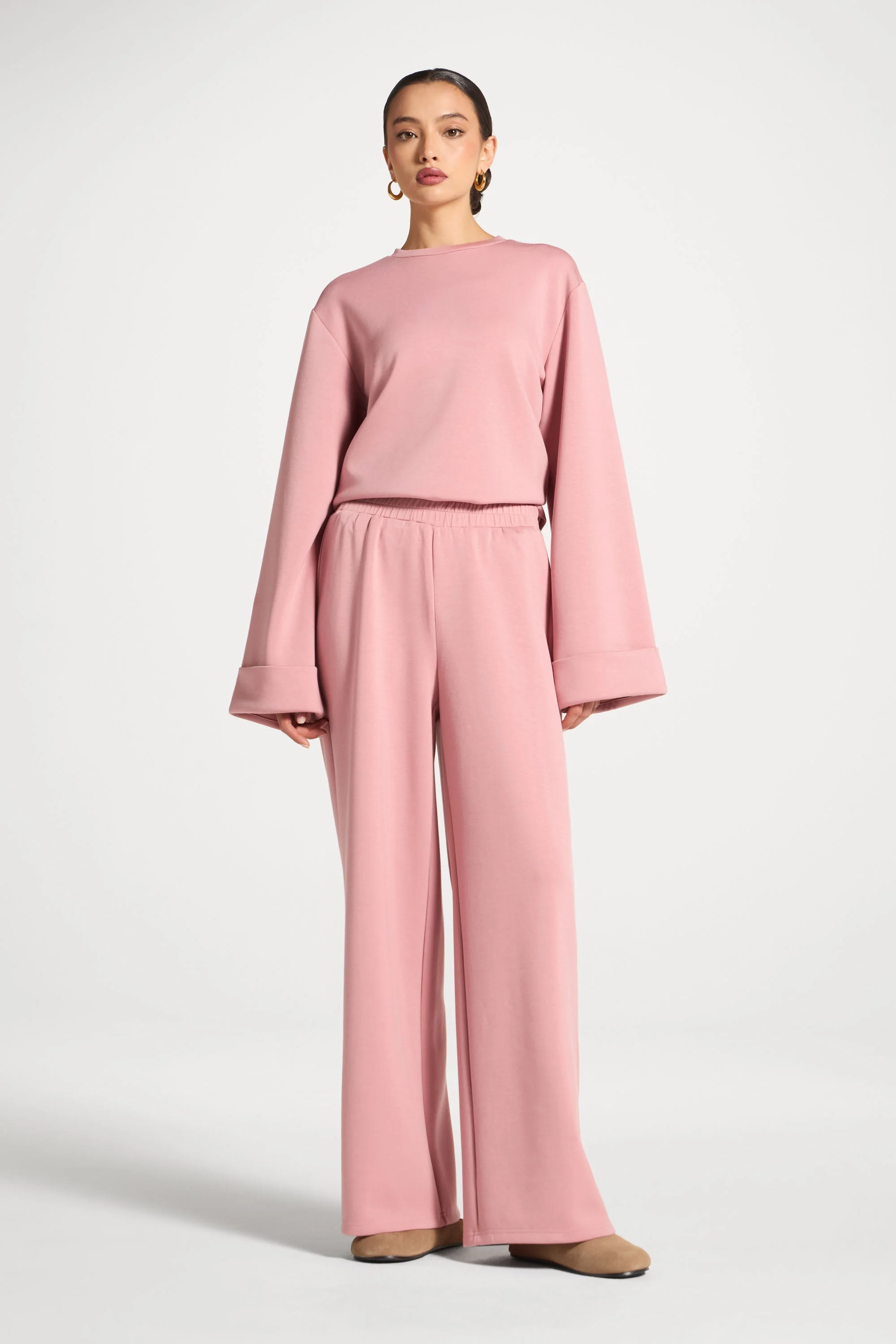 Asymmetric Top & Pants Set - Blush - Image 5