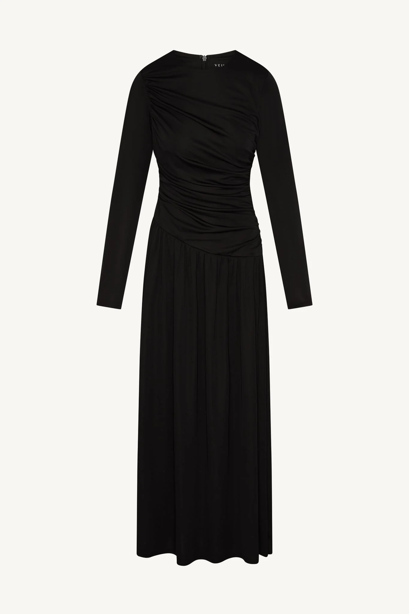 Asymmetrical Waist Rouched Maxi Dress - Black - Image 8