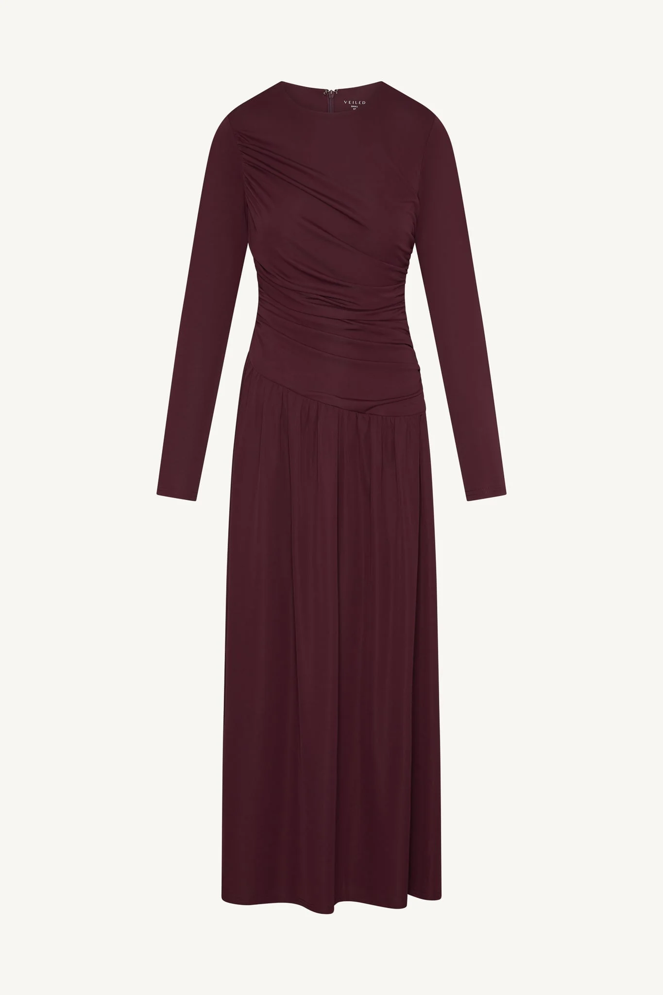 Asymmetrical Waist Rouched Maxi Dress - Fig - Image 7