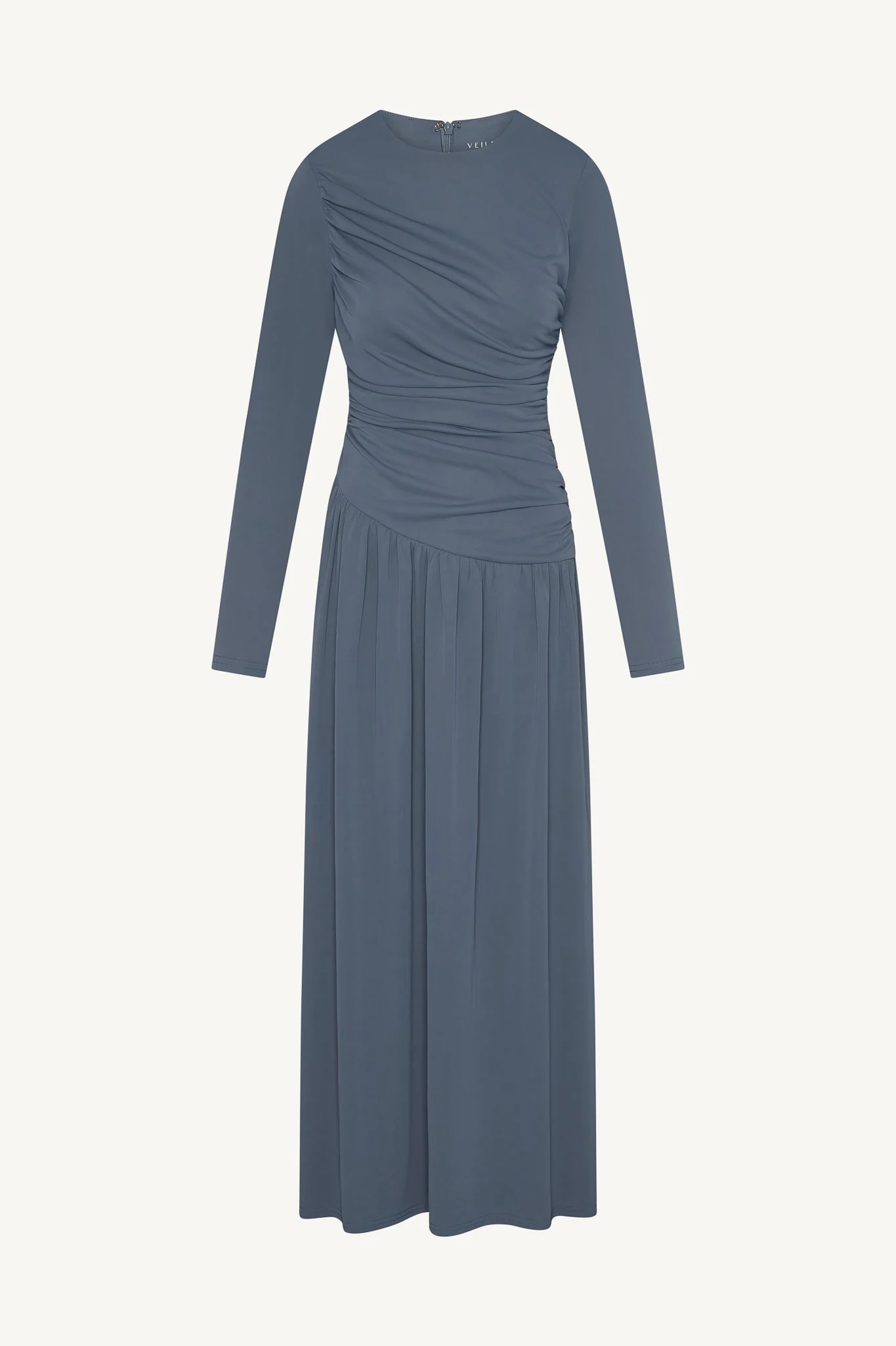 Asymmetrical Waist Rouched Maxi Dress - Indigo - Image 6