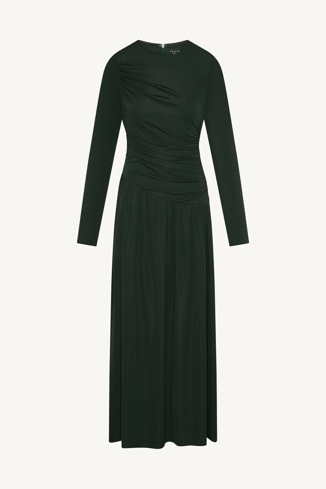 Asymmetrical Waist Rouched Maxi Dress - Emerald - Image 8