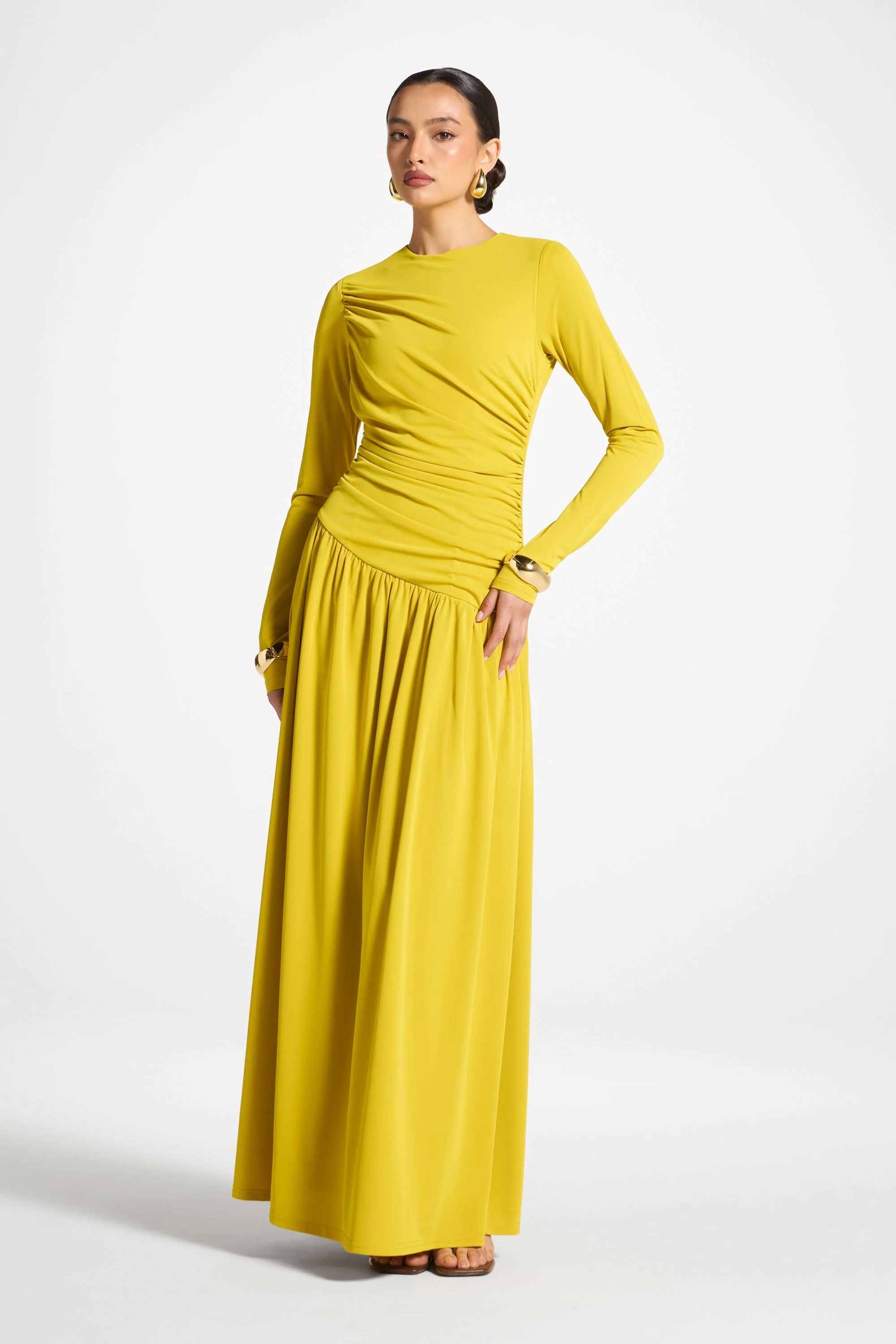 Asymmetrical Waist Rouched Maxi Dress - Mango Mint - Image 2