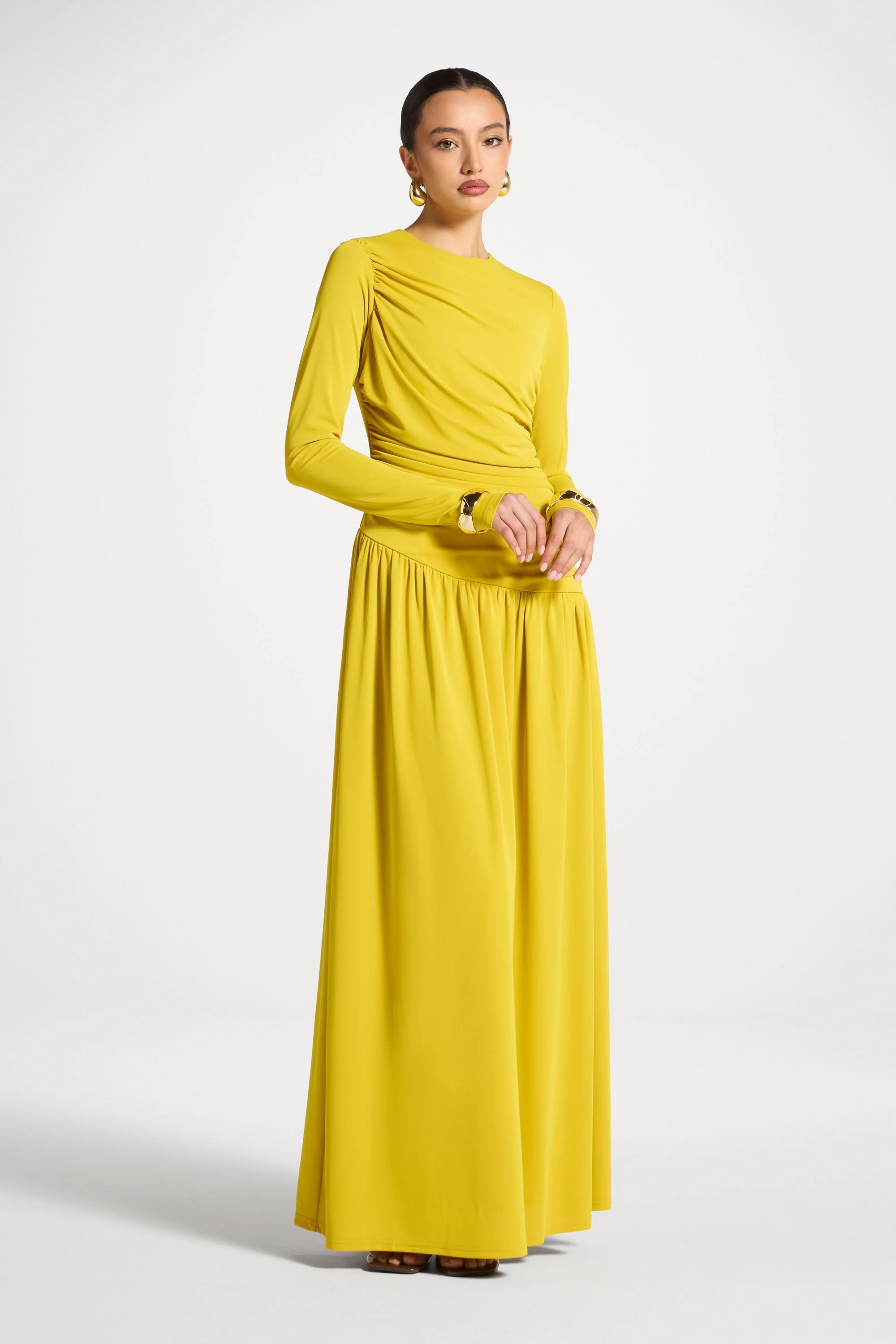 Asymmetrical Waist Rouched Maxi Dress - Mango Mint - Image 5