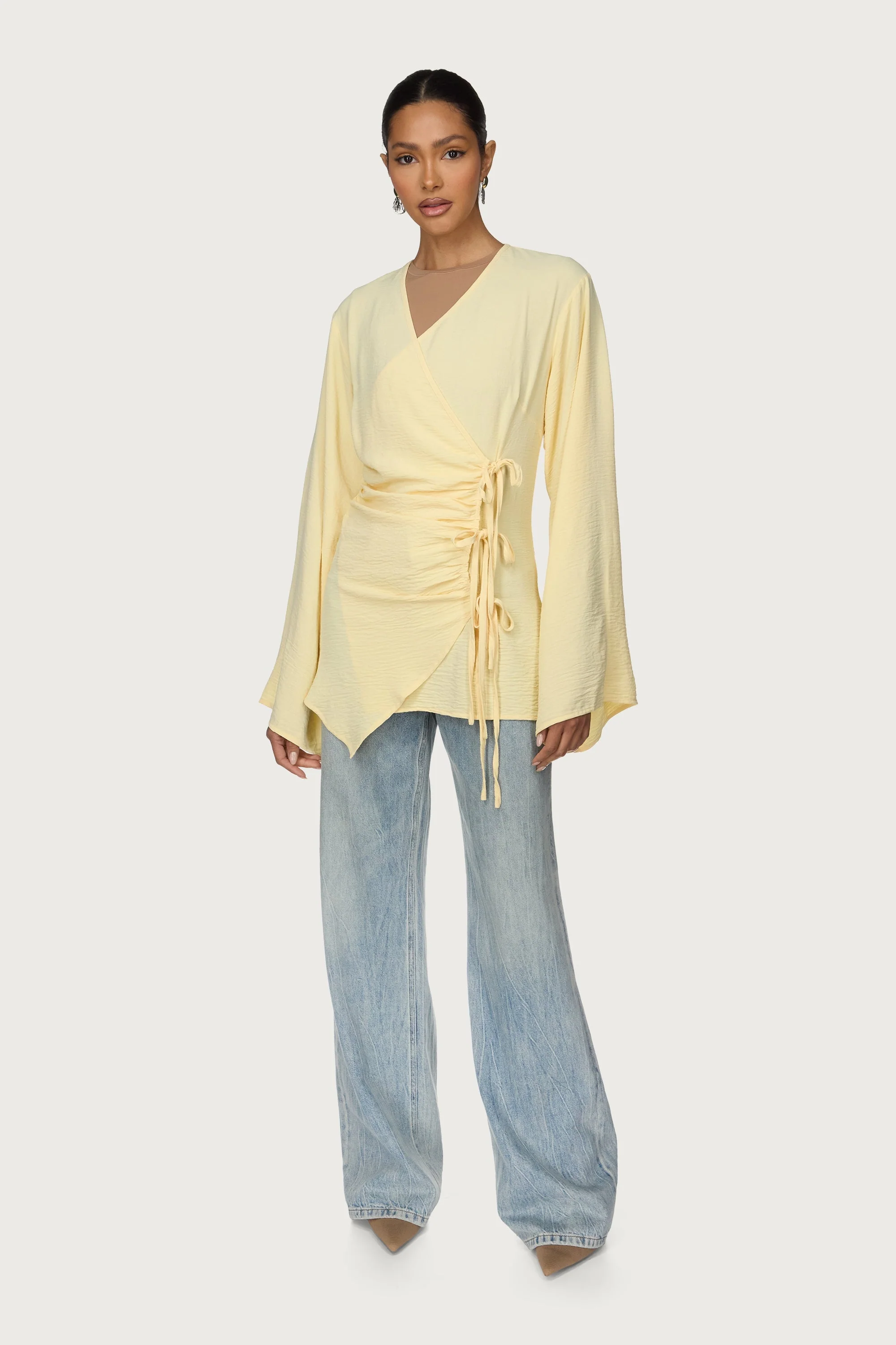 Ayla Asymmetric Tie Top - Butter - Image 3