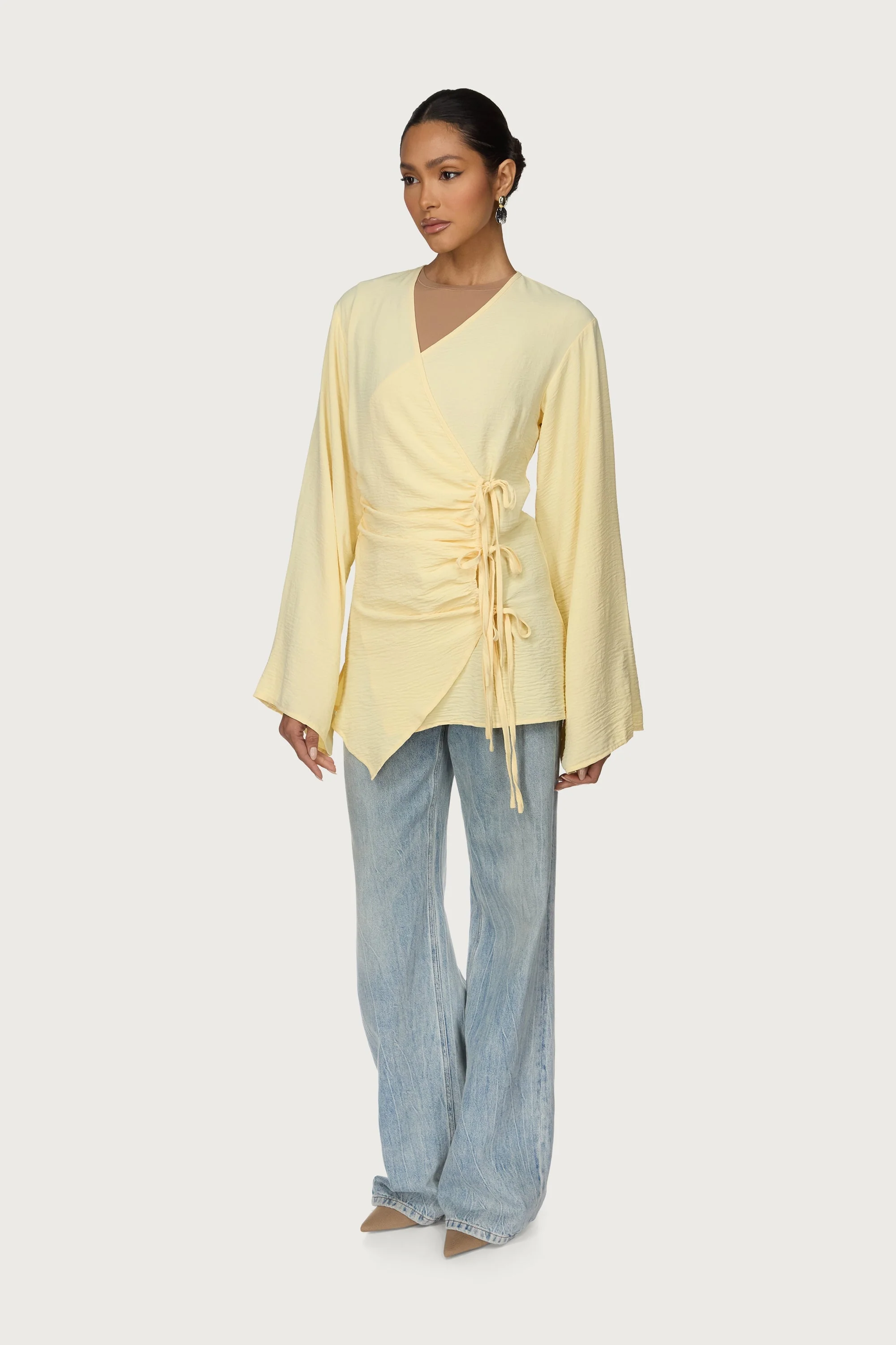 Ayla Asymmetric Tie Top - Butter - Image 4