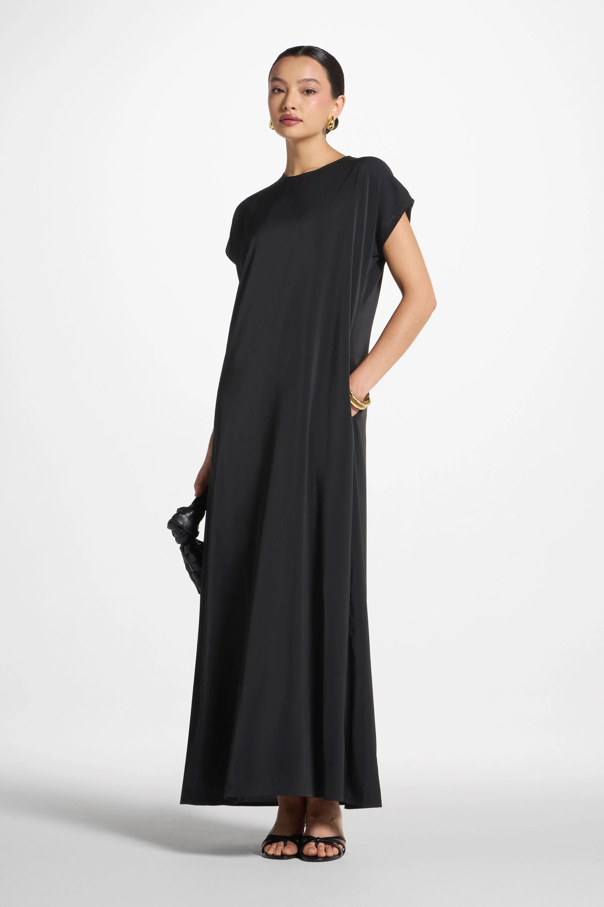 Baby Sleeve Inner Maxi Dress - Black - Image 3
