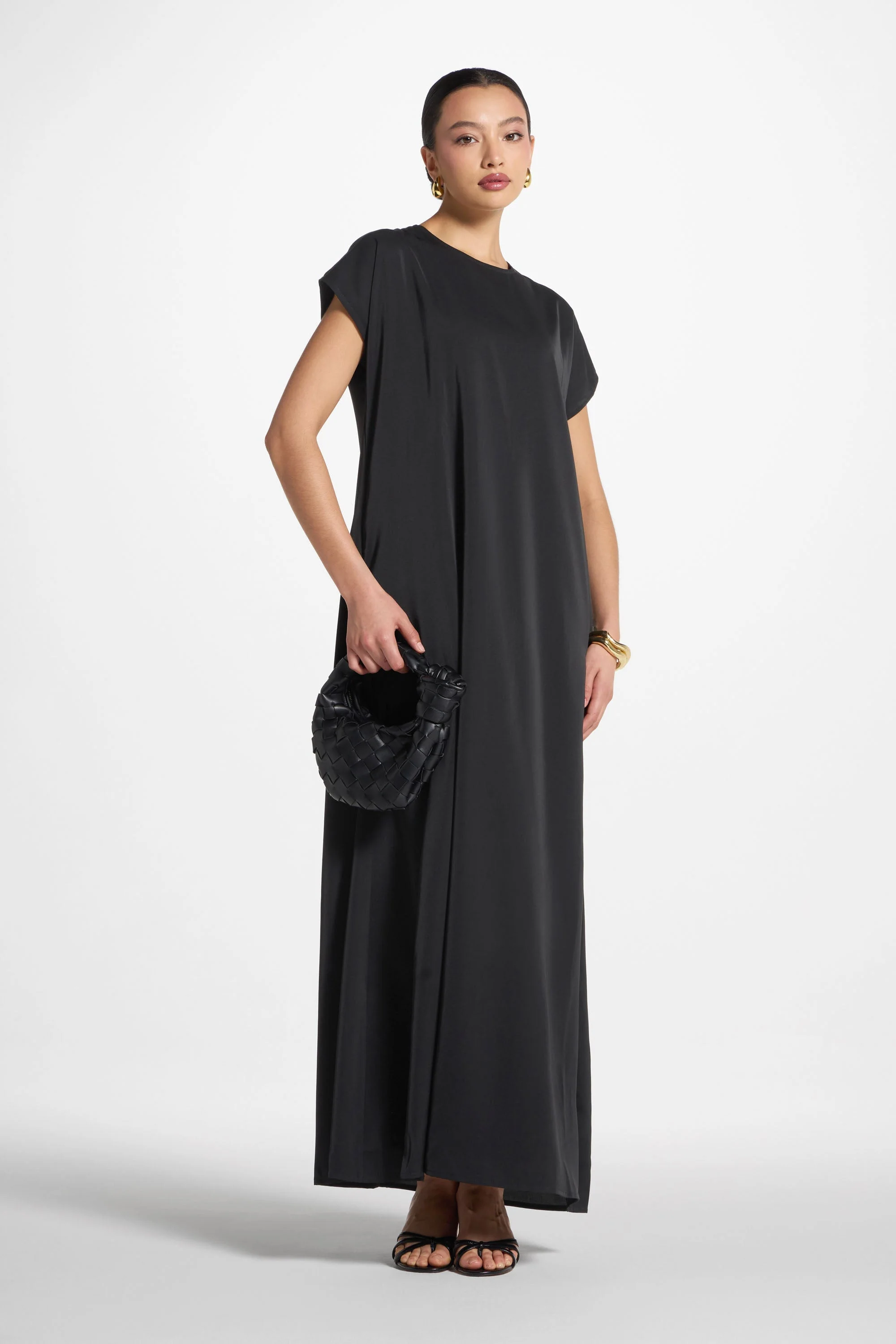 Baby Sleeve Inner Maxi Dress - Black - Image 4