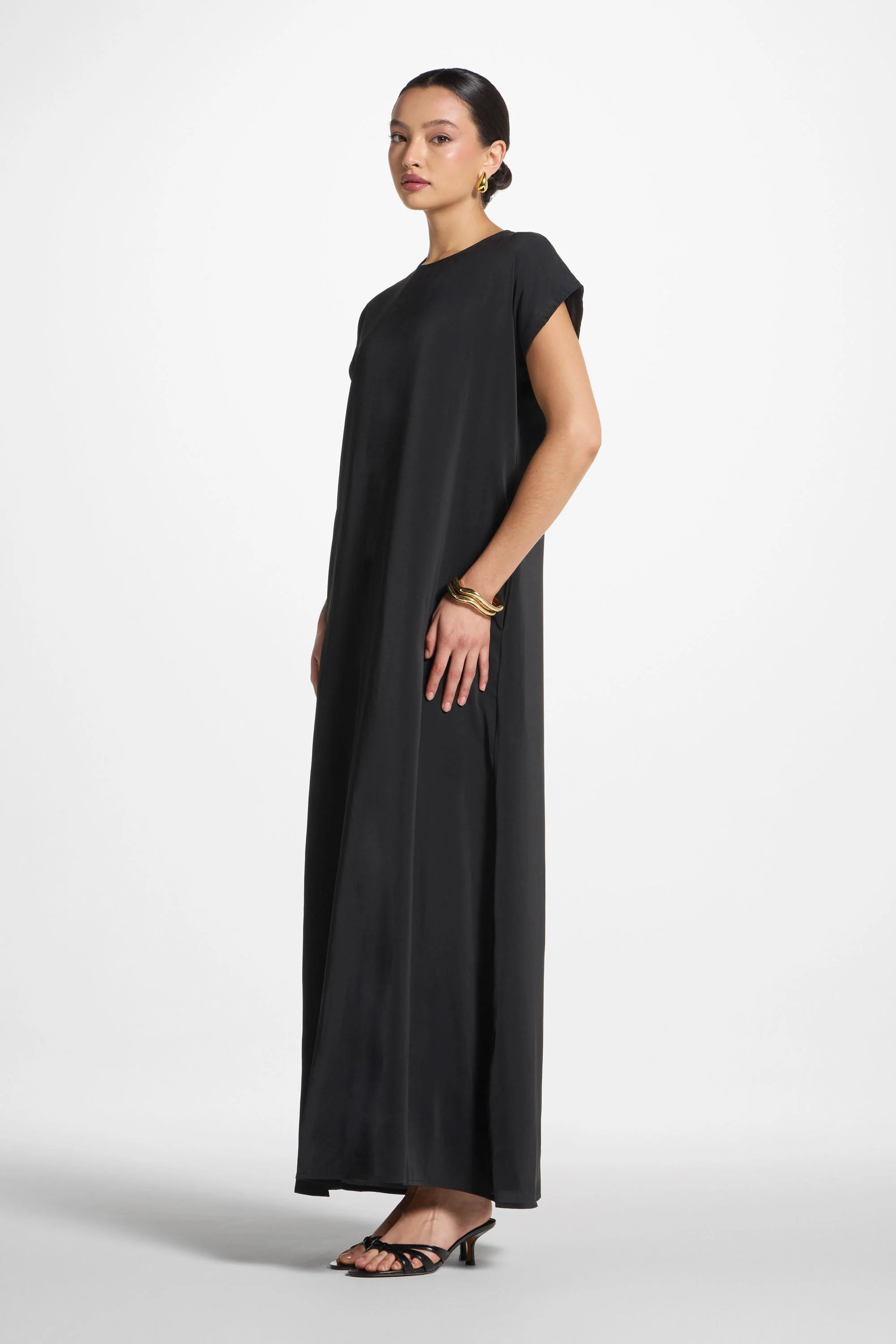Baby Sleeve Inner Maxi Dress - Black - Image 5