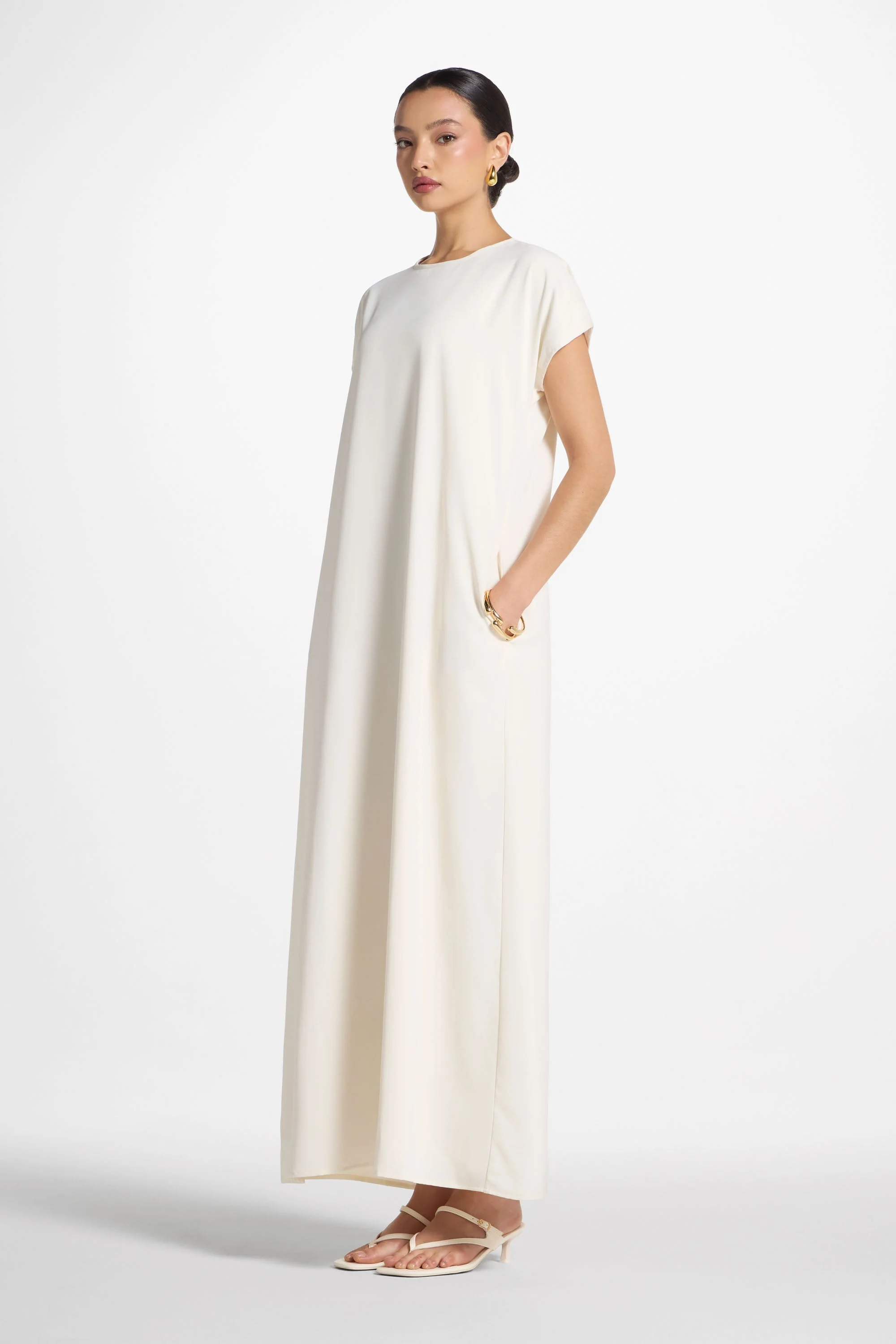 Baby Sleeve Inner Maxi Dress - Coconut Milk - Image 4