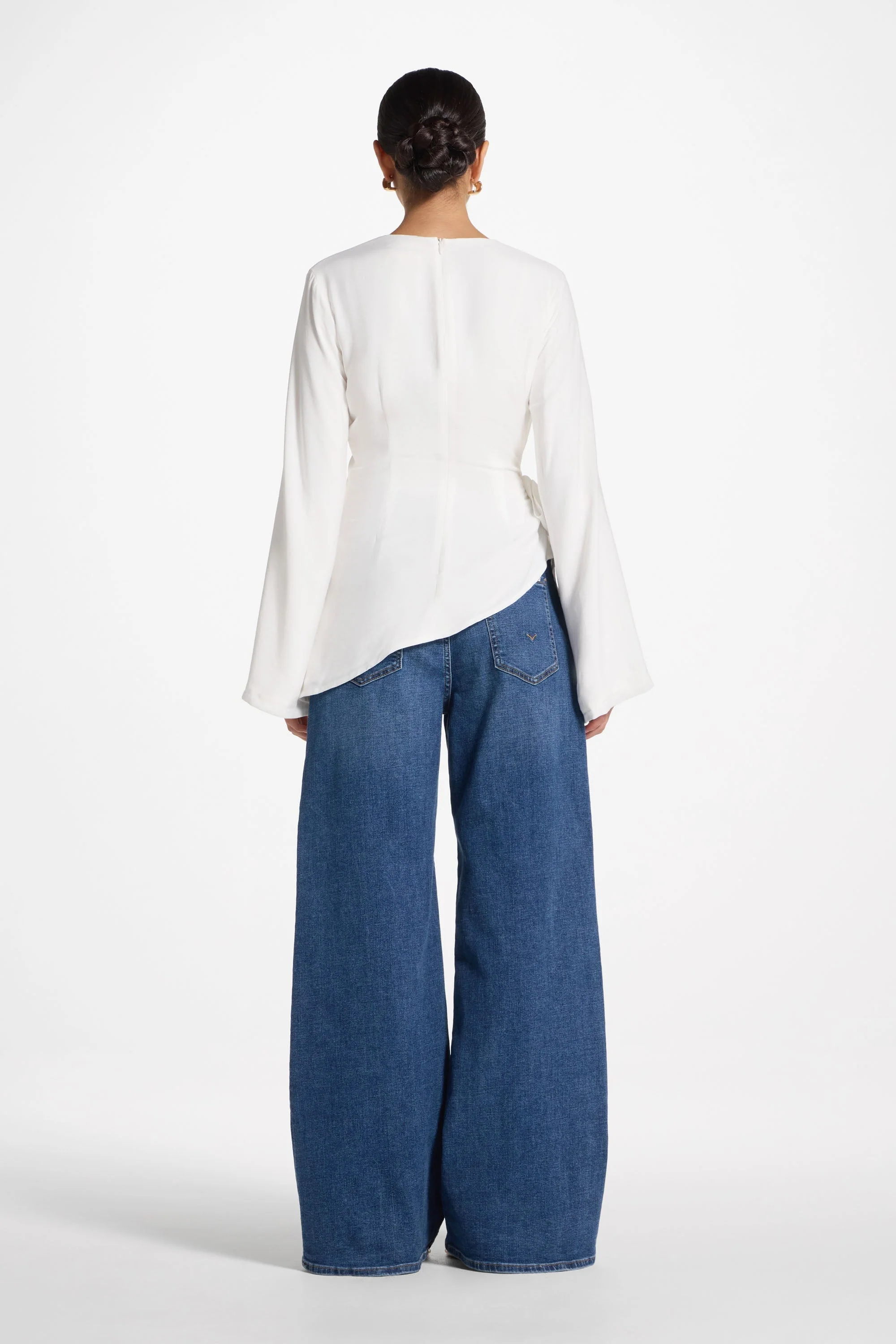 Asymmetric Side Tie Top - White - Image 5