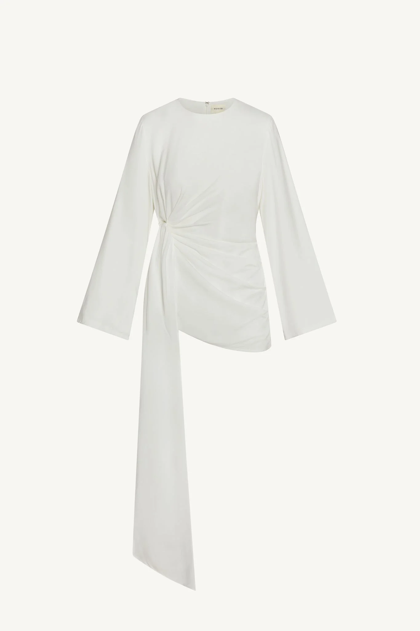 Asymmetric Side Tie Top - White - Image 8