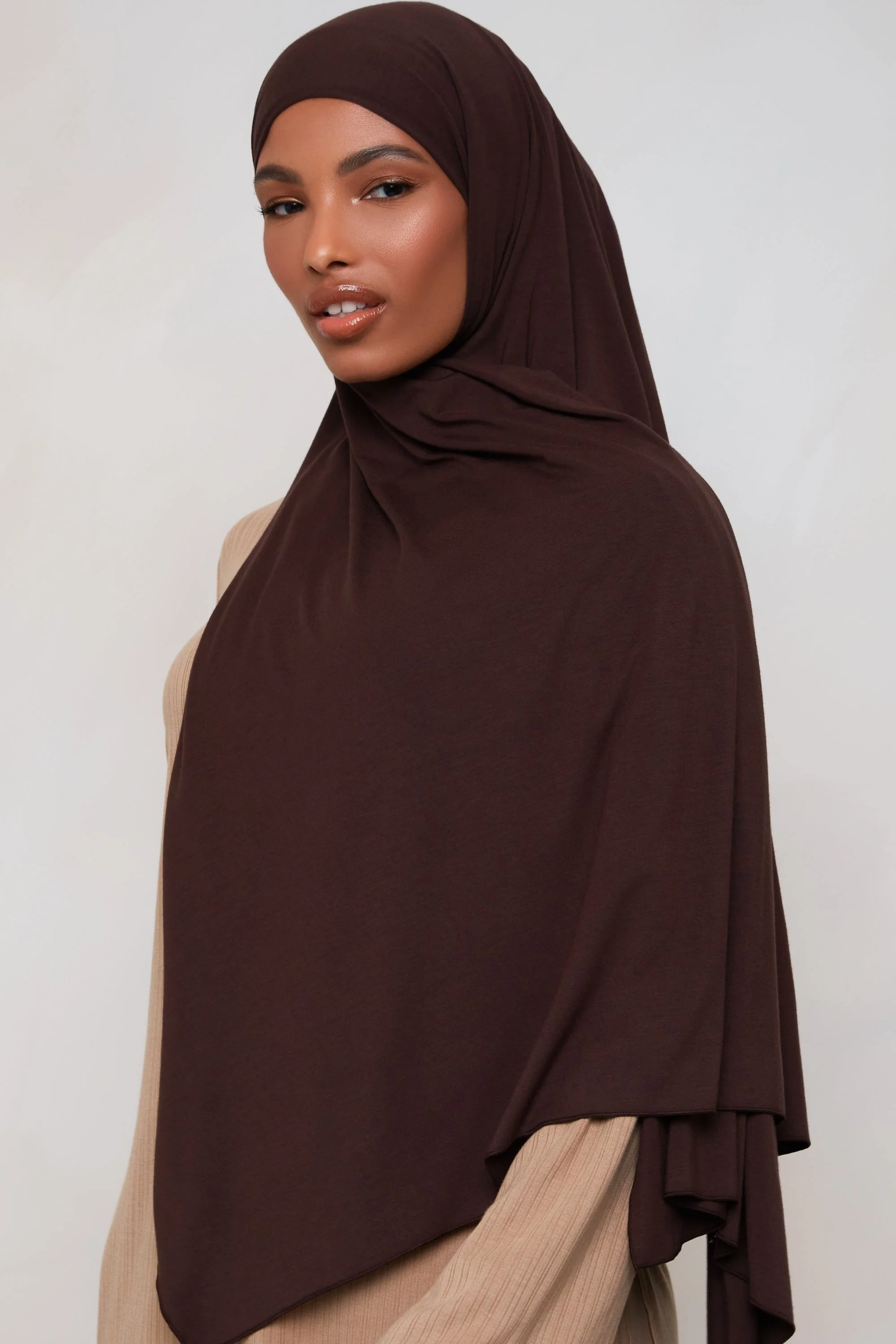 Bamboo Jersey Hijab - Chocolate Plum - Image 3