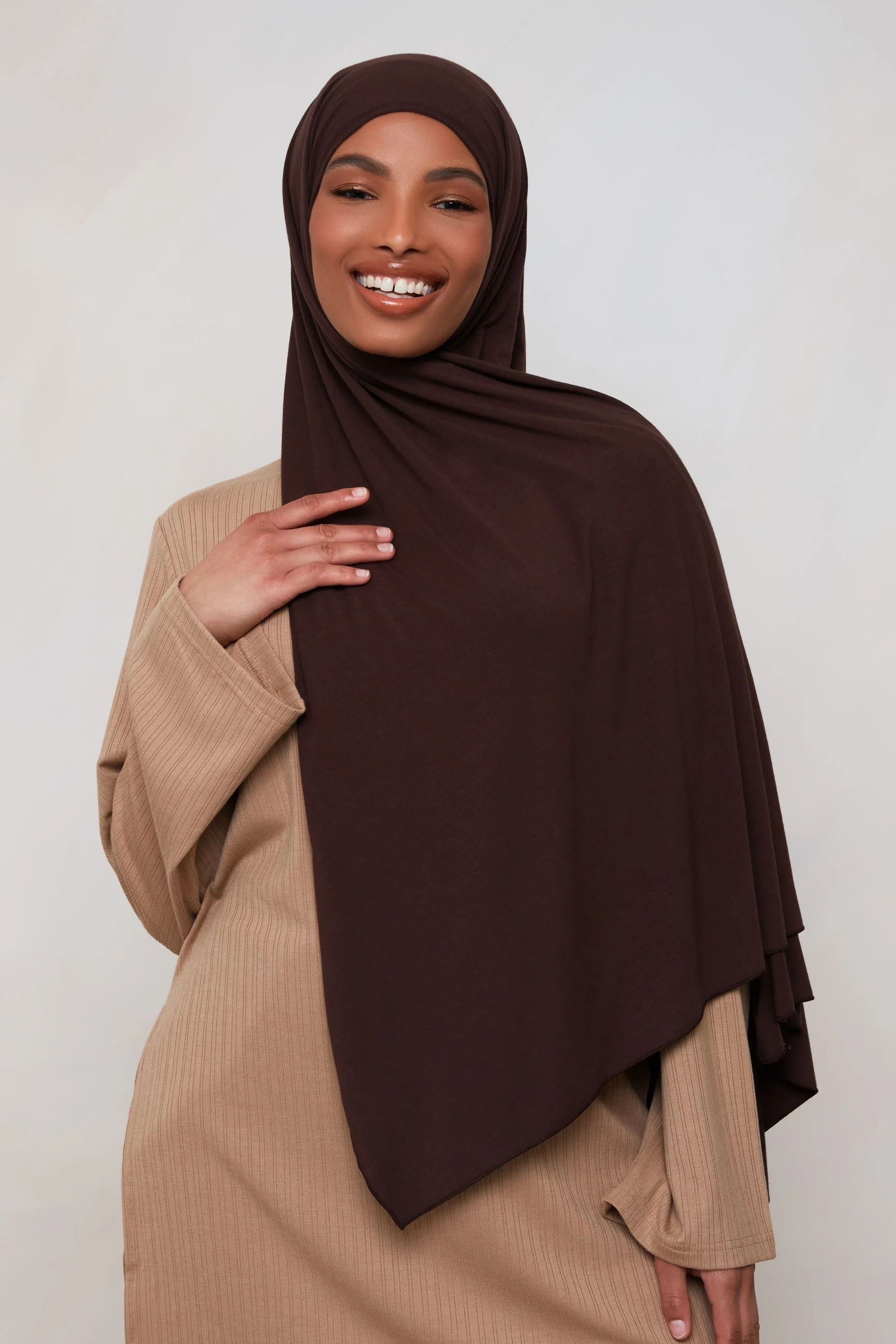 Bamboo Jersey Hijab - Chocolate Plum - Image 4