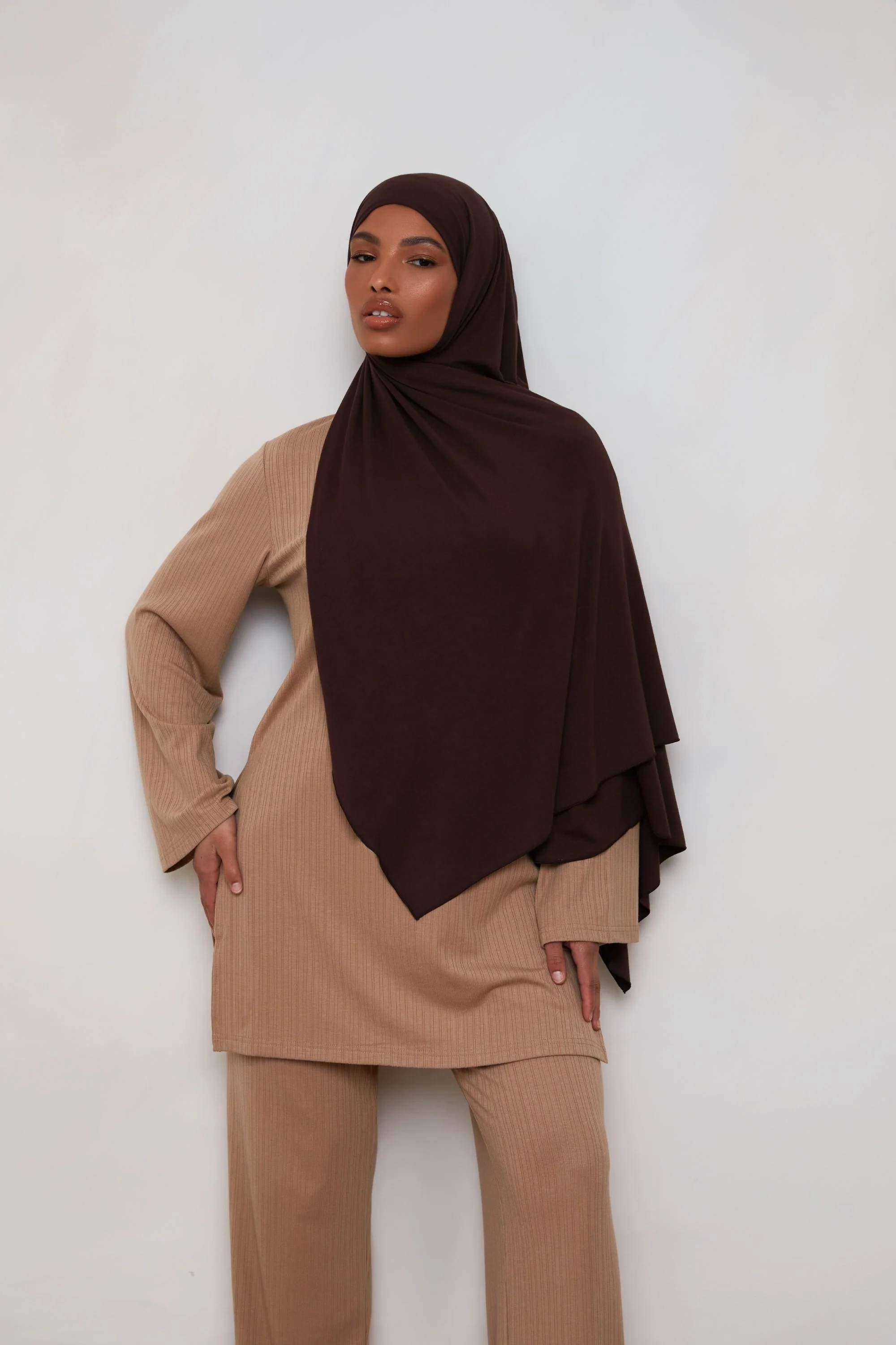 Bamboo Jersey Hijab - Chocolate Plum - Image 5