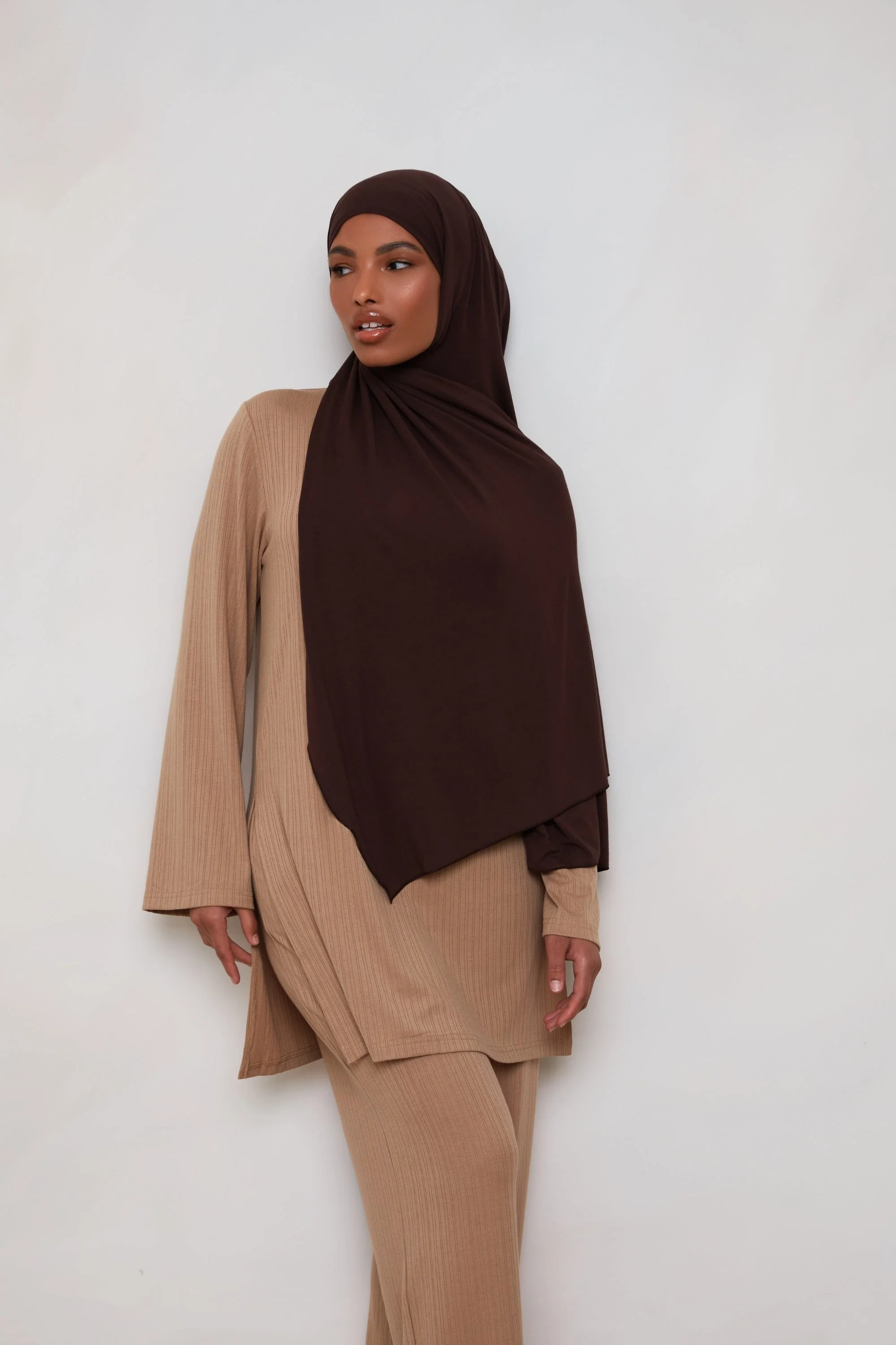 Bamboo Jersey Hijab - Chocolate Plum - Image 6