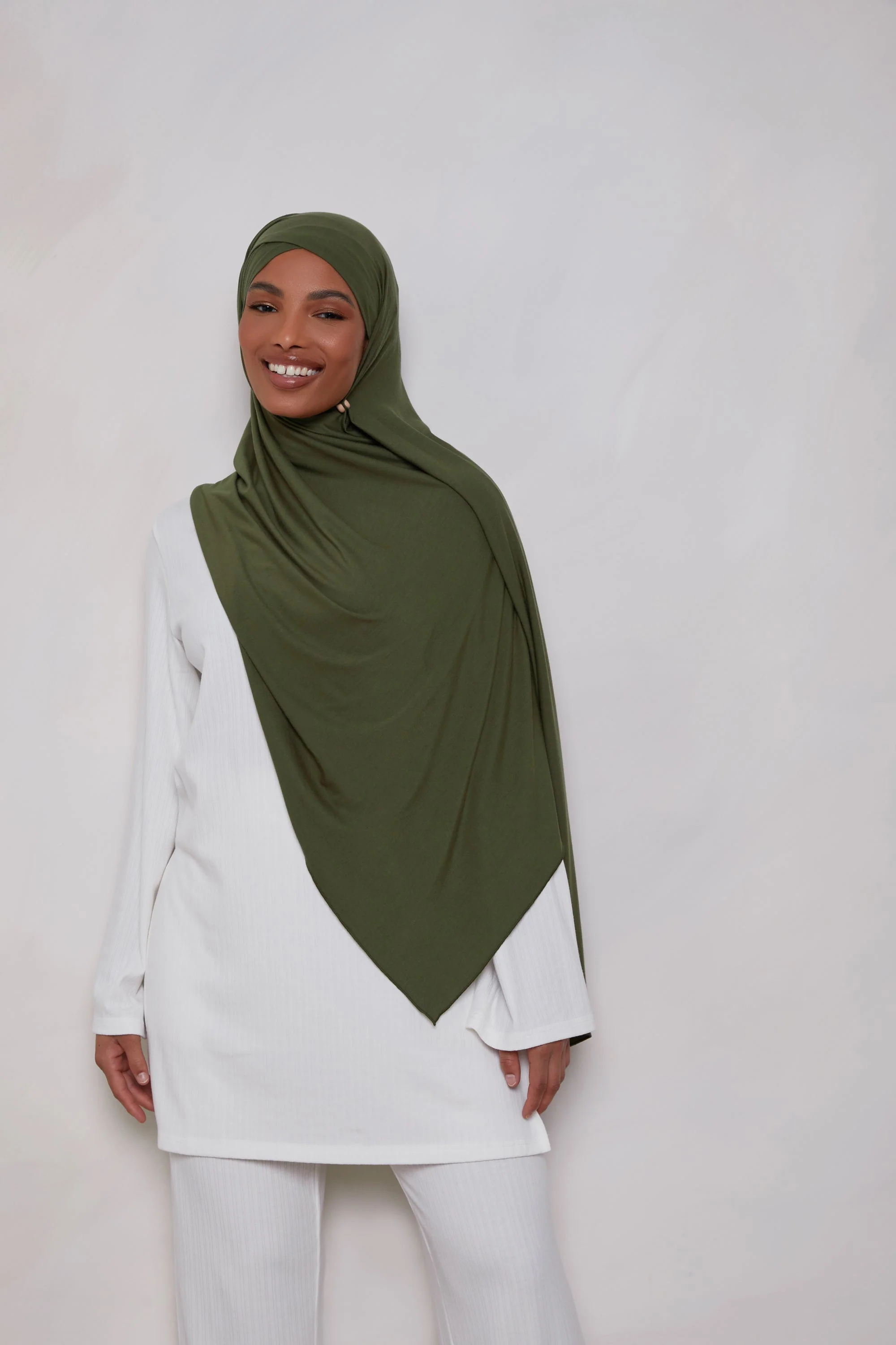 Bamboo Jersey Hijab - Dark Olive - Image 4