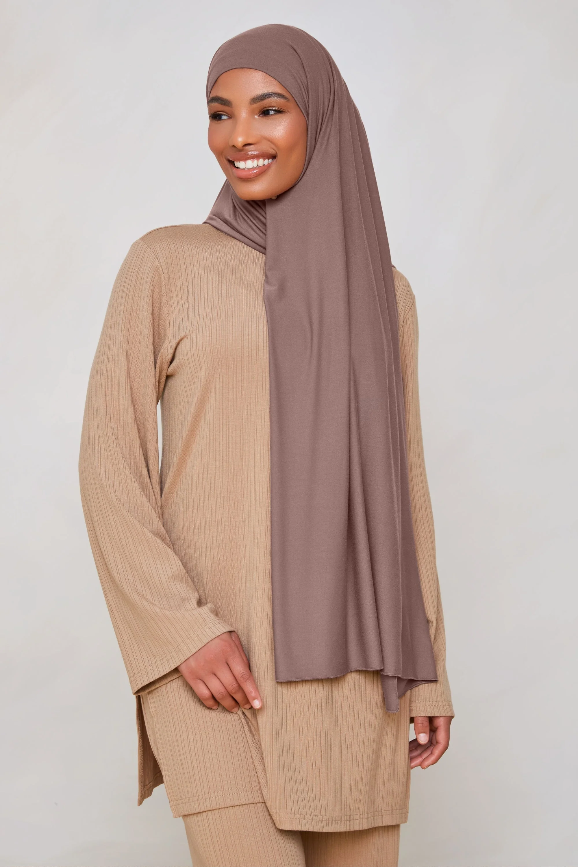 Bamboo Jersey Hijab - Deep Taupe - Image 4