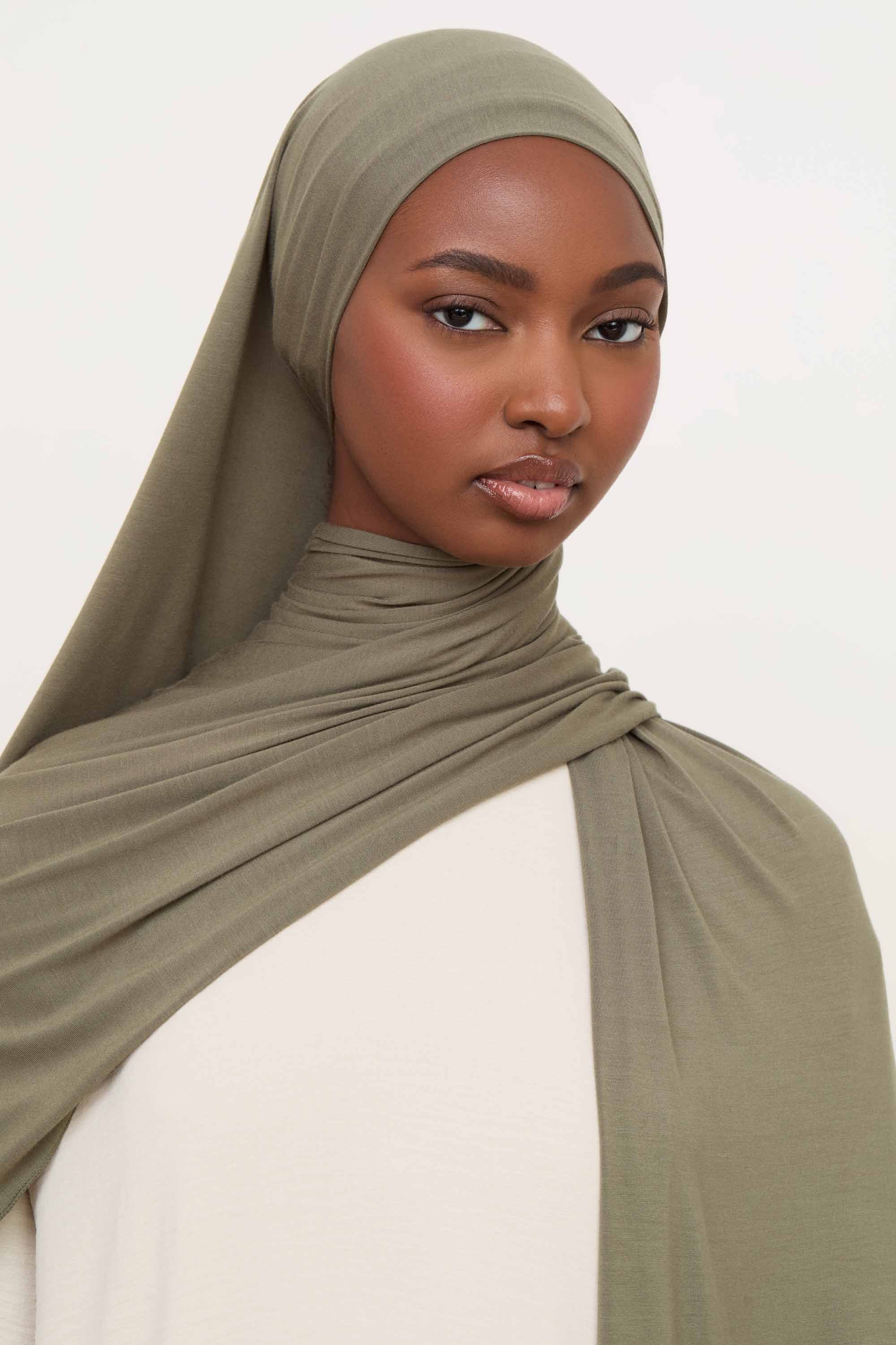 Bamboo Jersey Hijab - Dusty Olive - Image 3