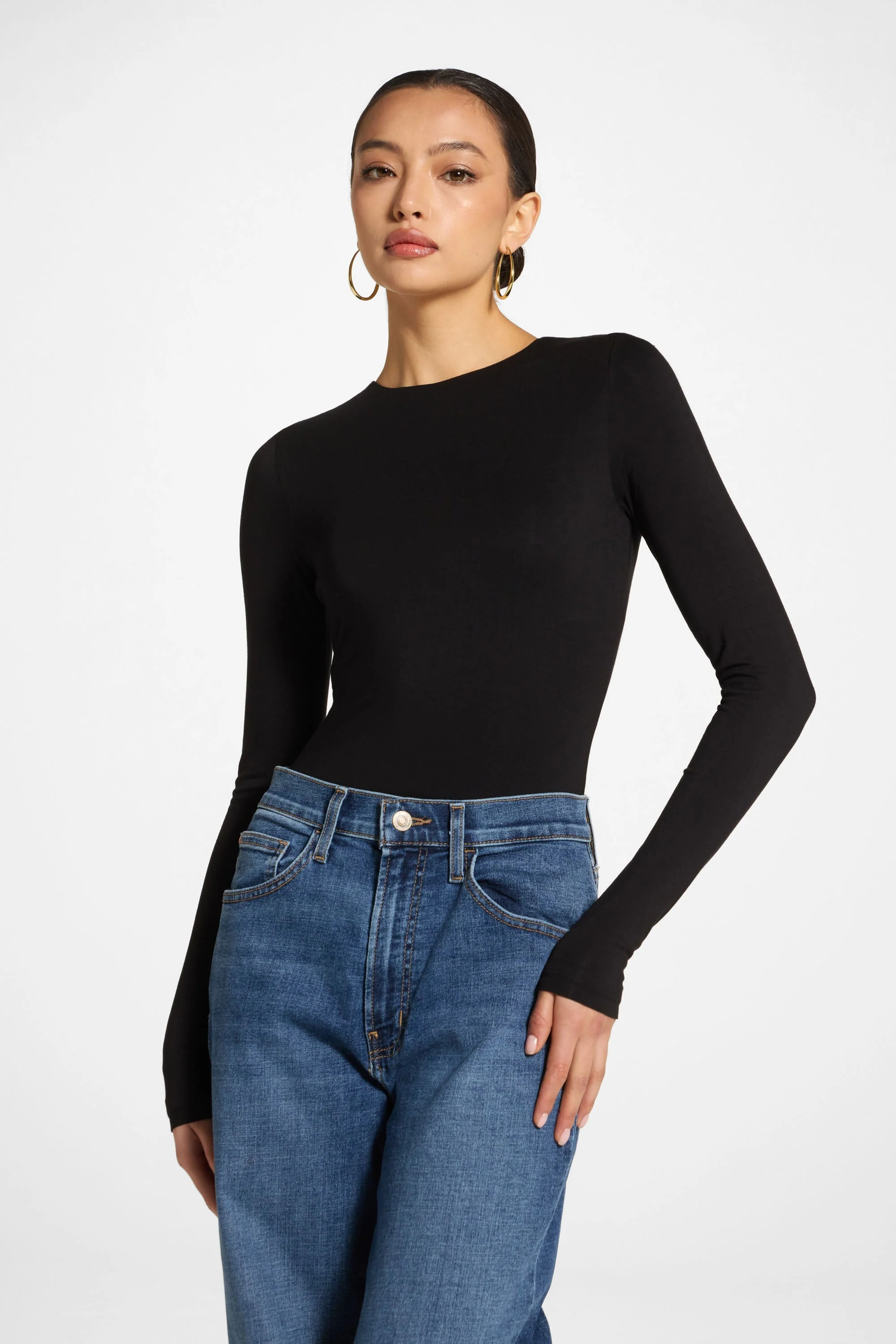 Bamboo Long Sleeve Bodysuit - Black - Image 3