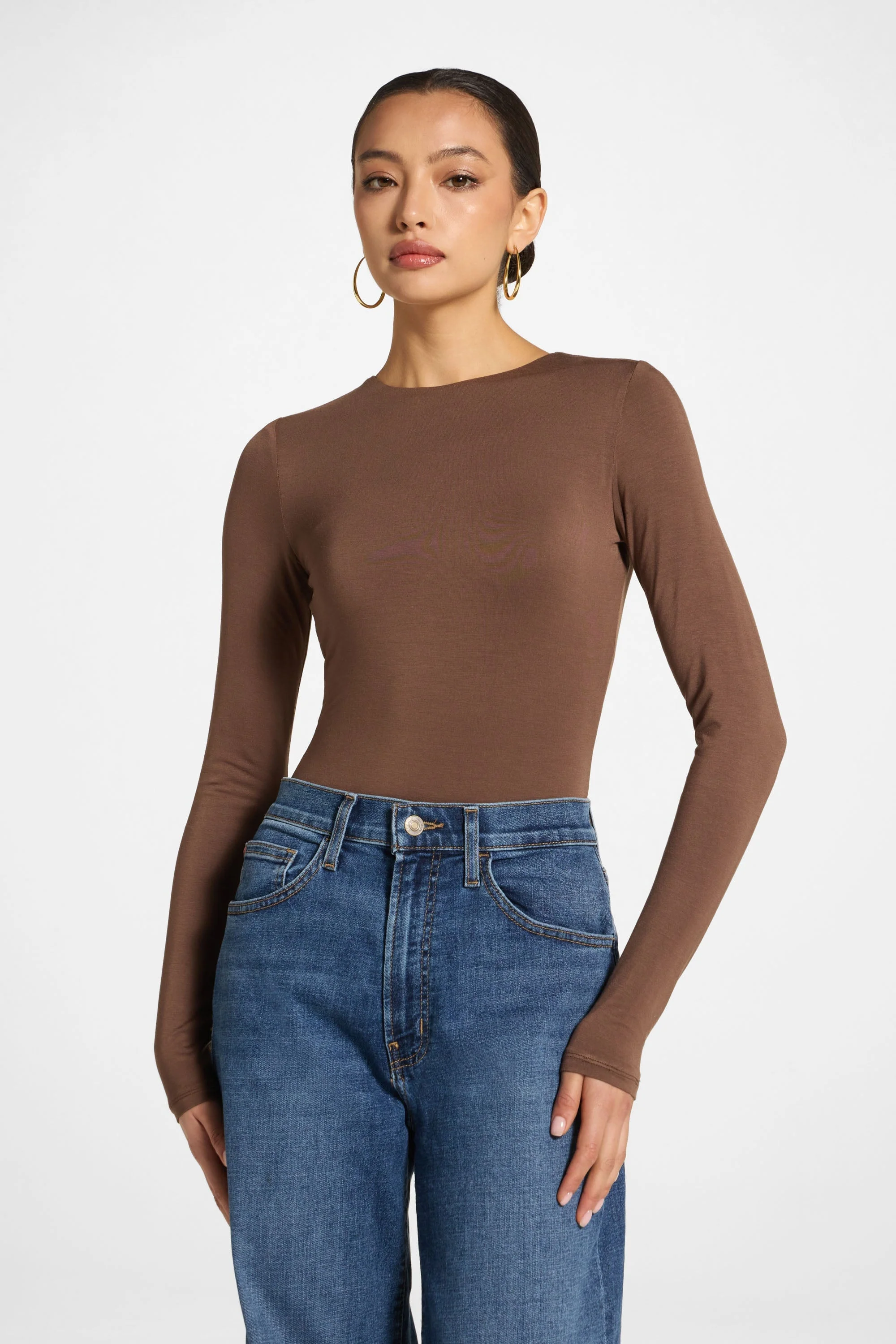 Bamboo Long Sleeve Bodysuit - Chocolate - Image 6