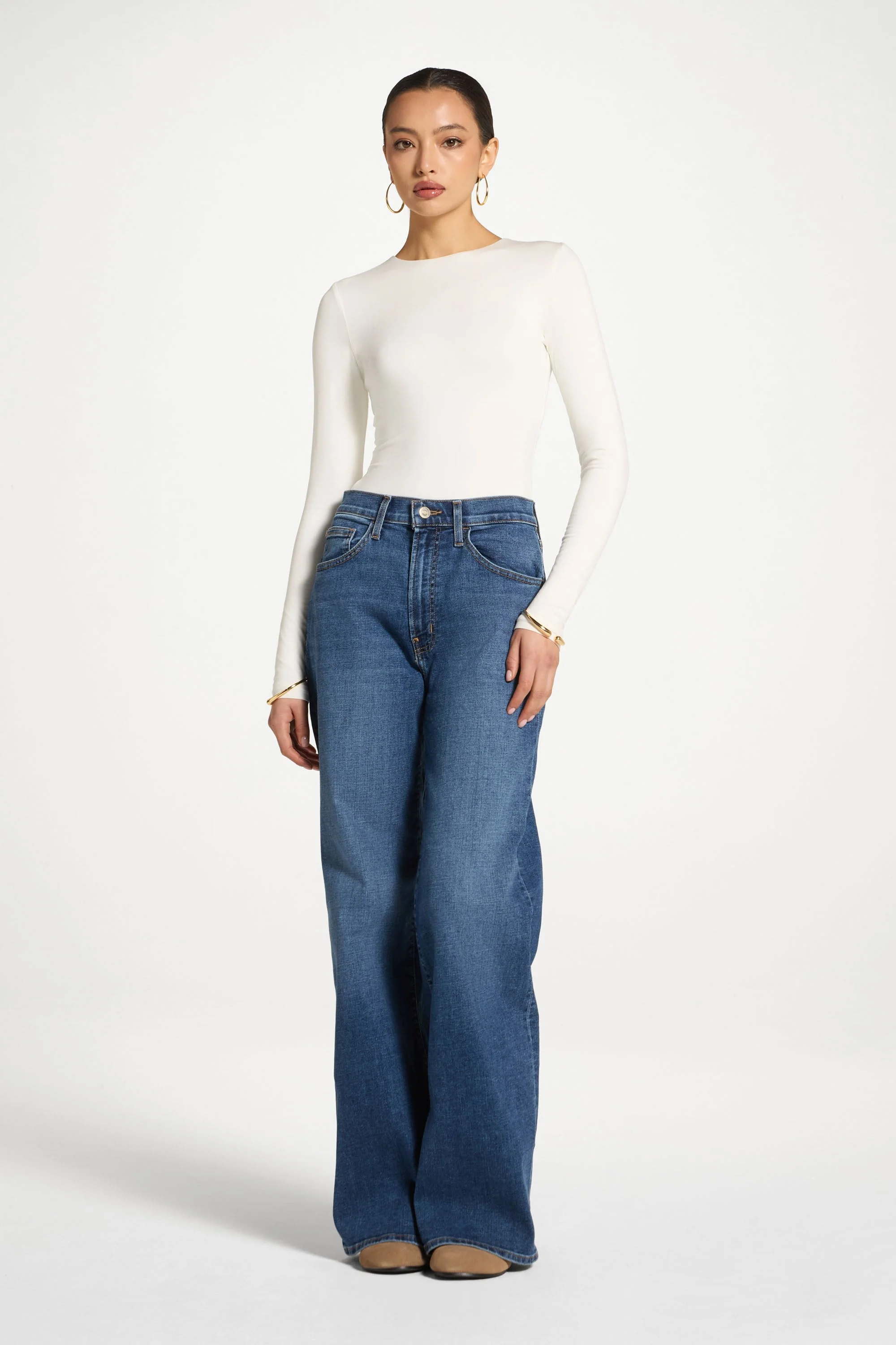 Bamboo Long Sleeve Bodysuit - Ivory - Image 5