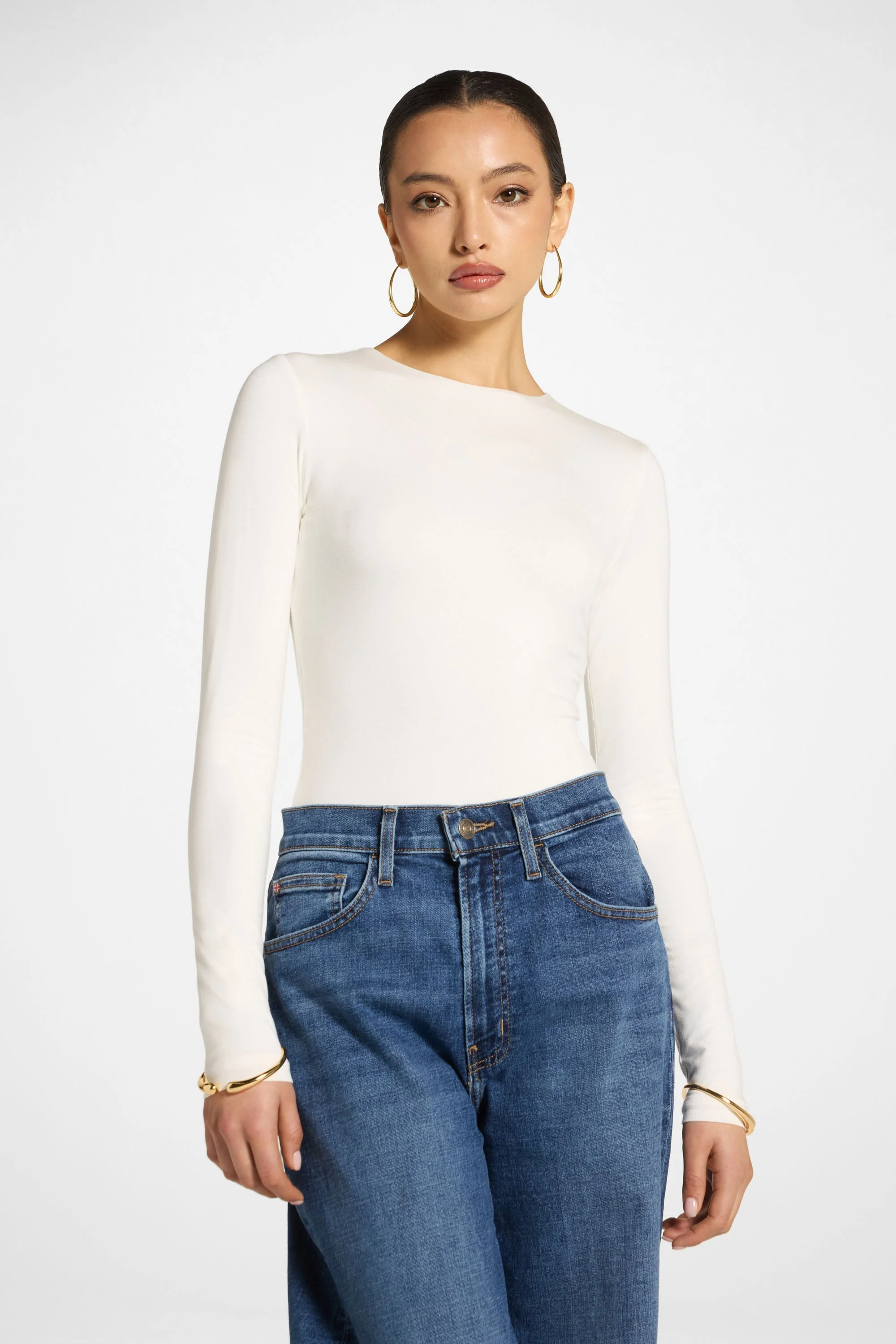 Bamboo Long Sleeve Bodysuit - Ivory - Image 7