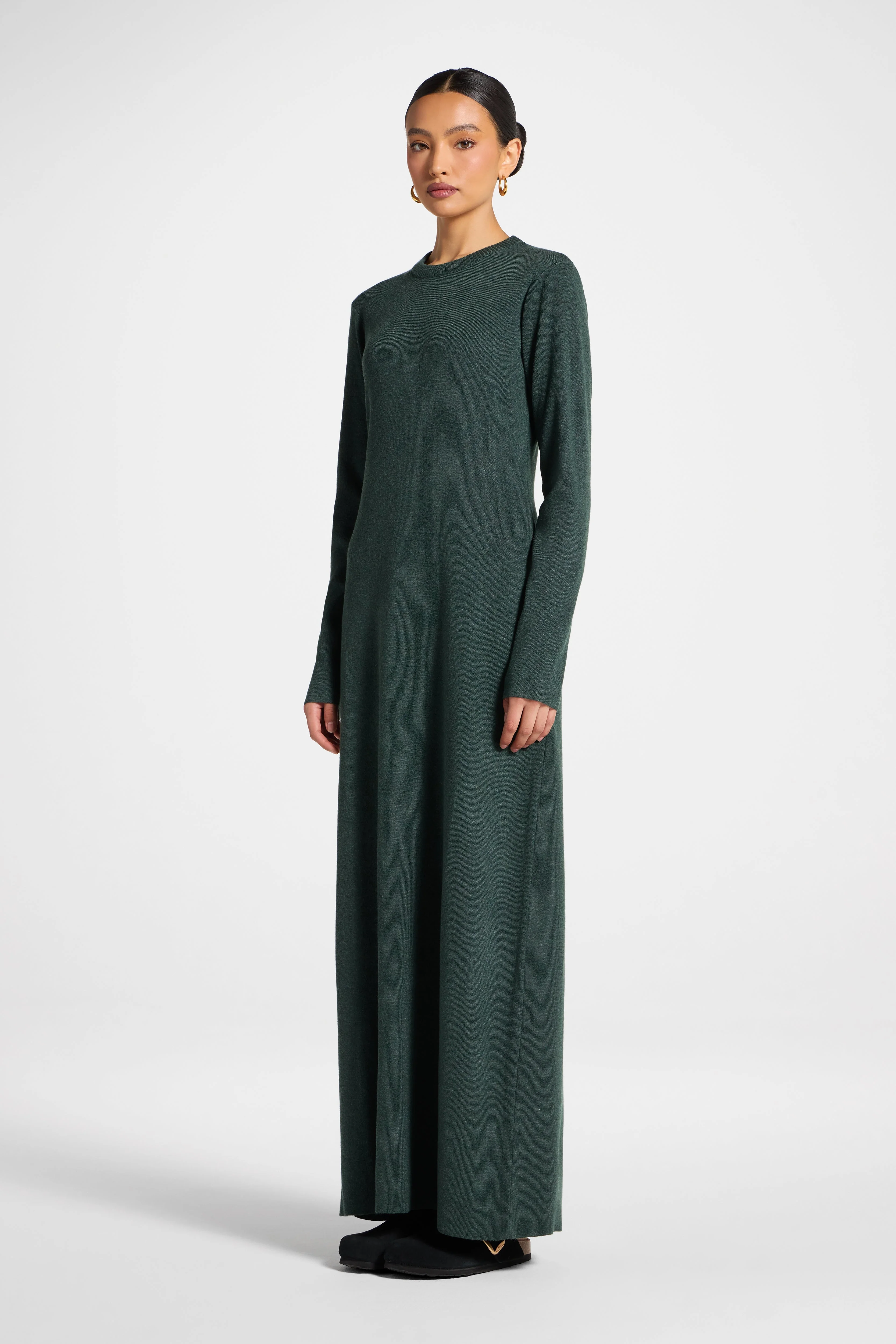 Basic Ribbed Knit Maxi Dress - Dark Forest - Image 4