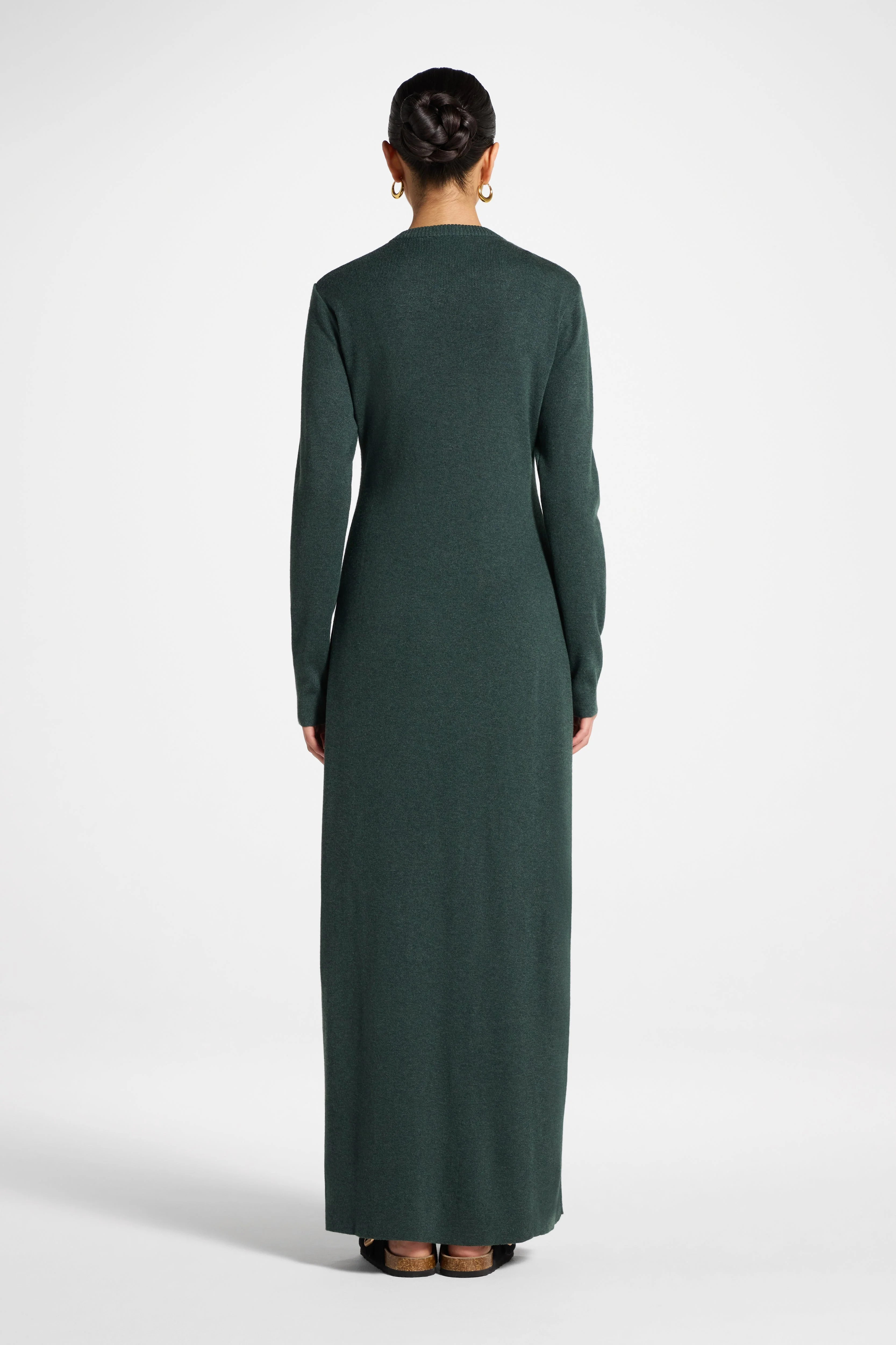 Basic Ribbed Knit Maxi Dress - Dark Forest - Image 5