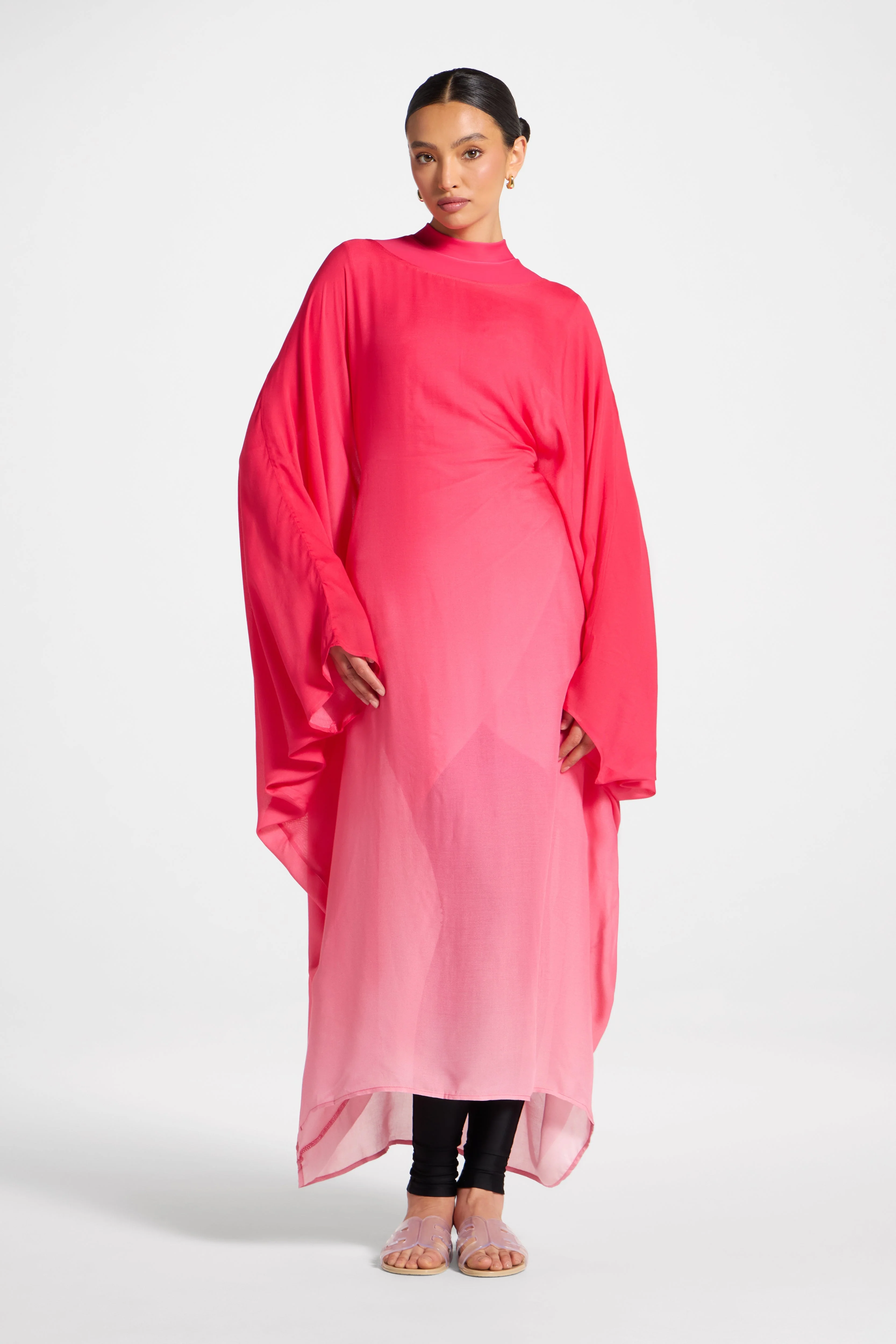 Butterfly Inner Tie Swim Cover Dress - Coral Ombre - Image 2