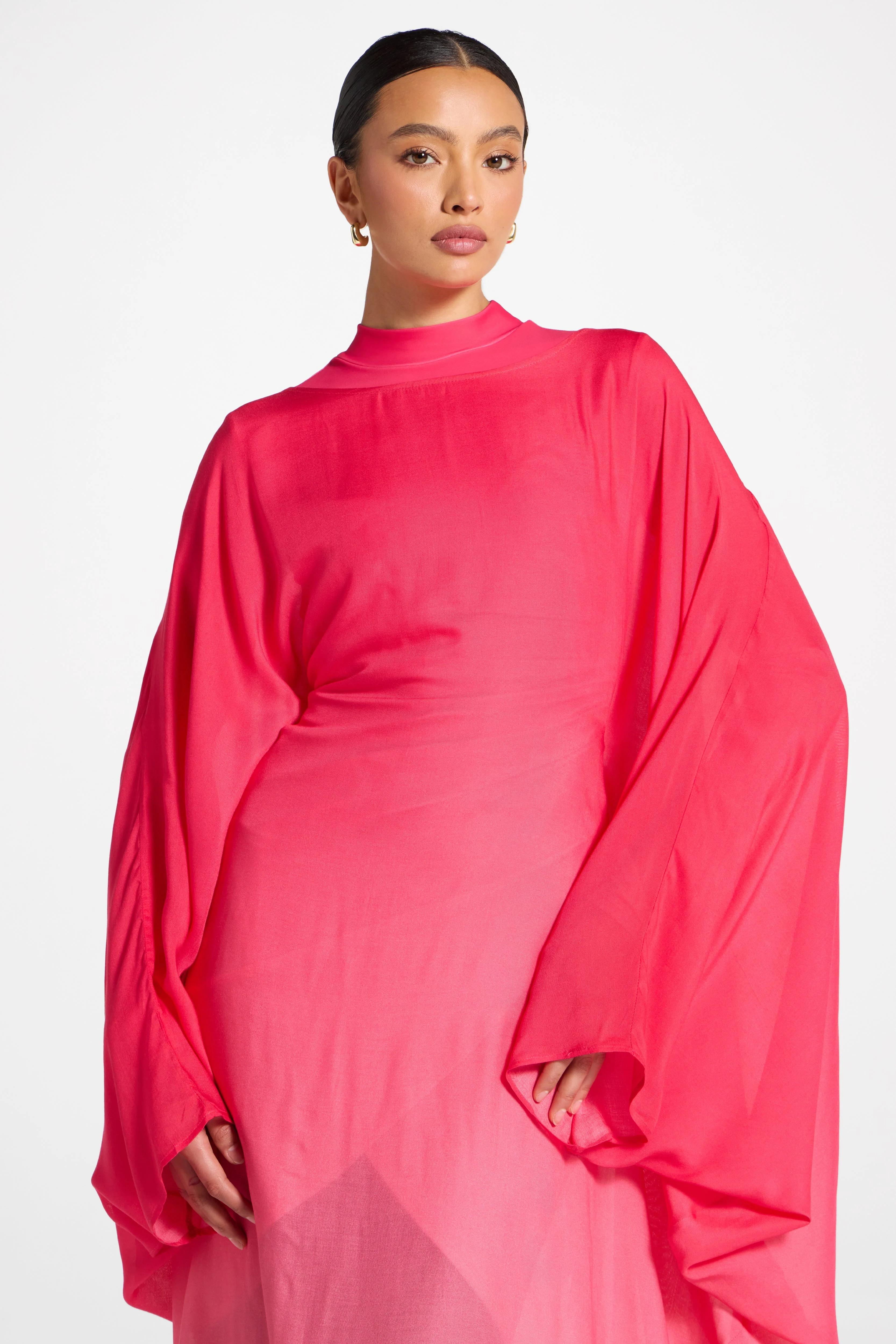 Butterfly Inner Tie Swim Cover Dress - Coral Ombre - Image 3