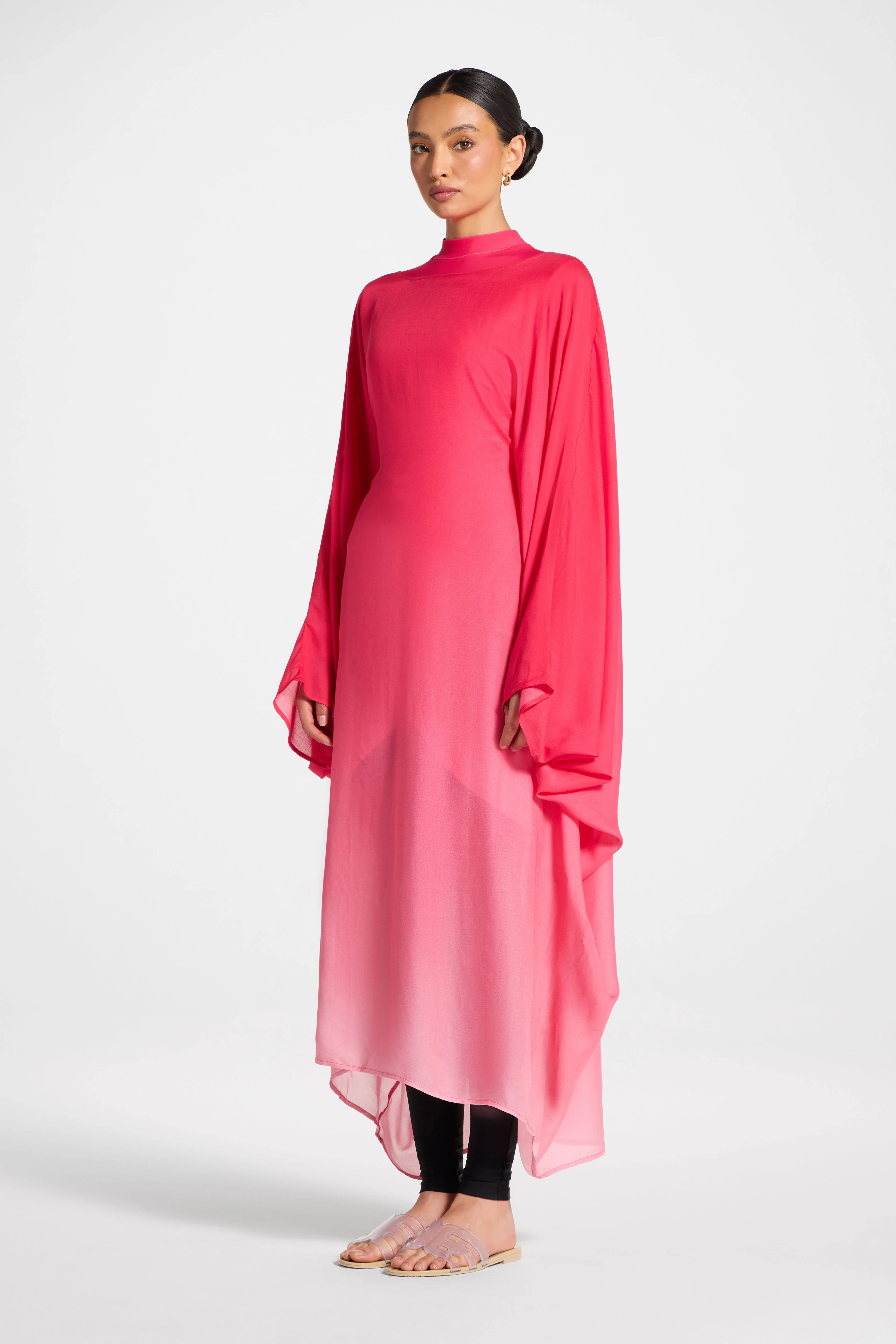 Butterfly Inner Tie Swim Cover Dress - Coral Ombre - Image 4