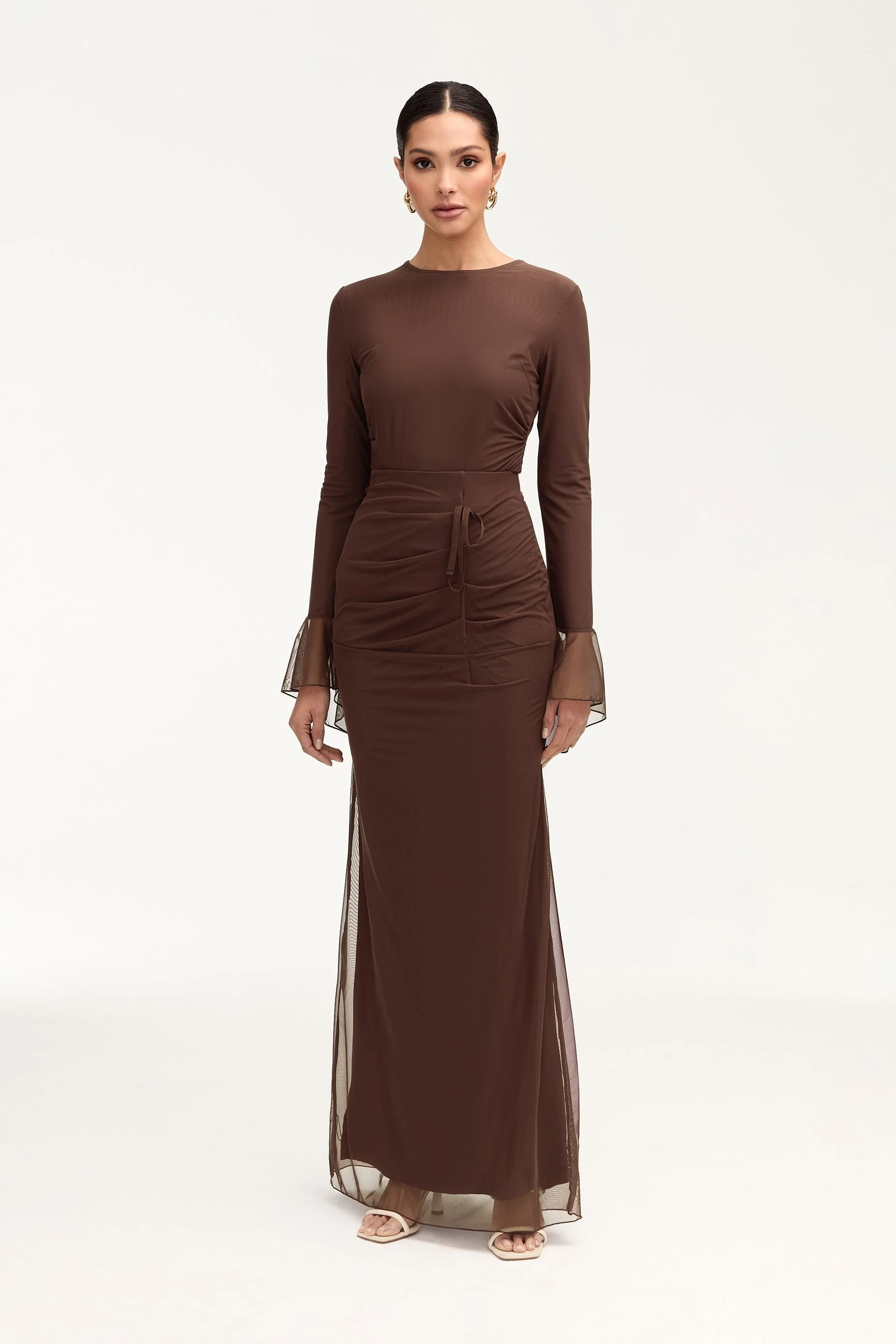 Capri Rouched Maxi Skirt - Espresso - Image 3