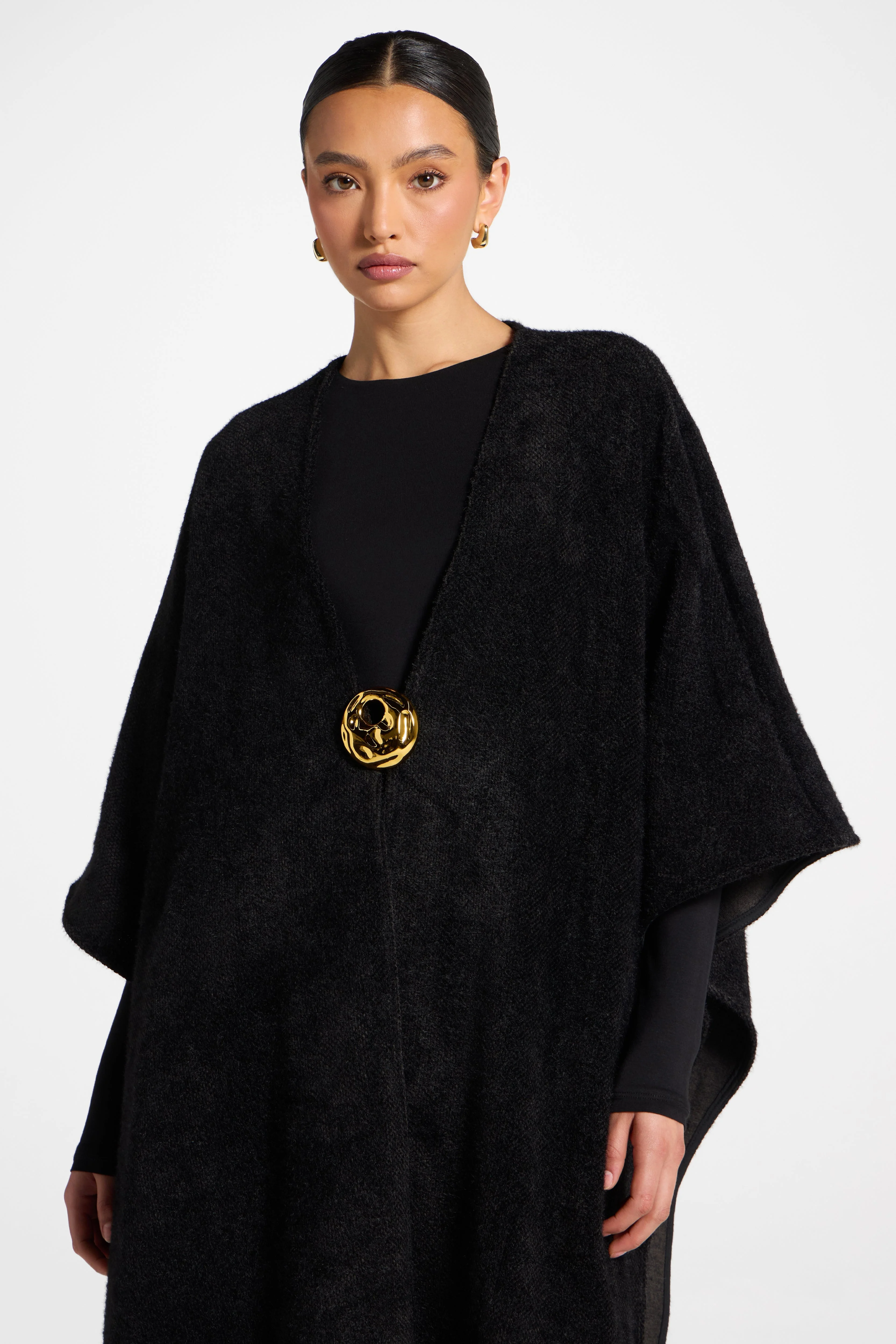 Chenille Cape Top - Black - Image 2