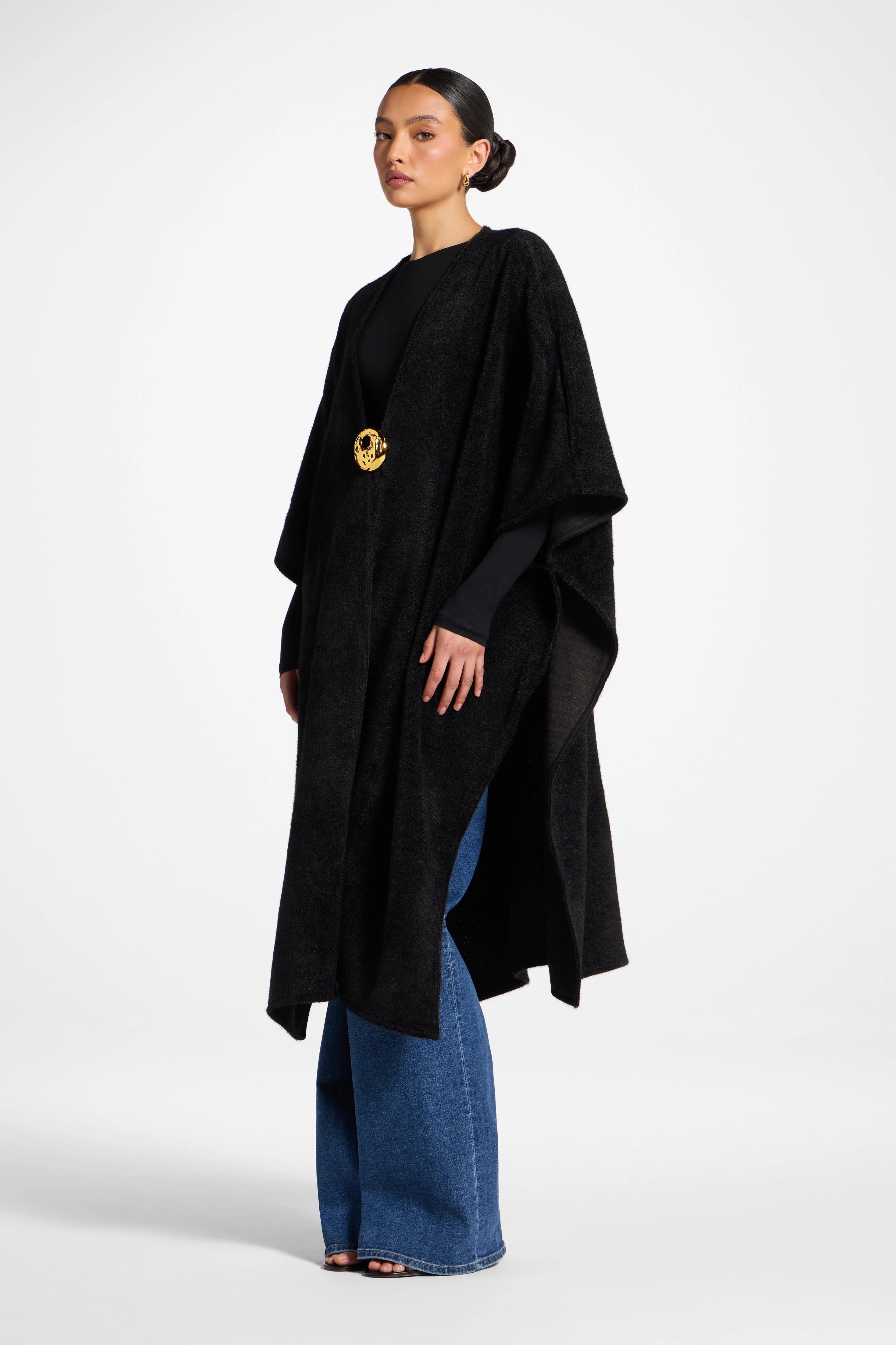 Chenille Cape Top - Black - Image 4